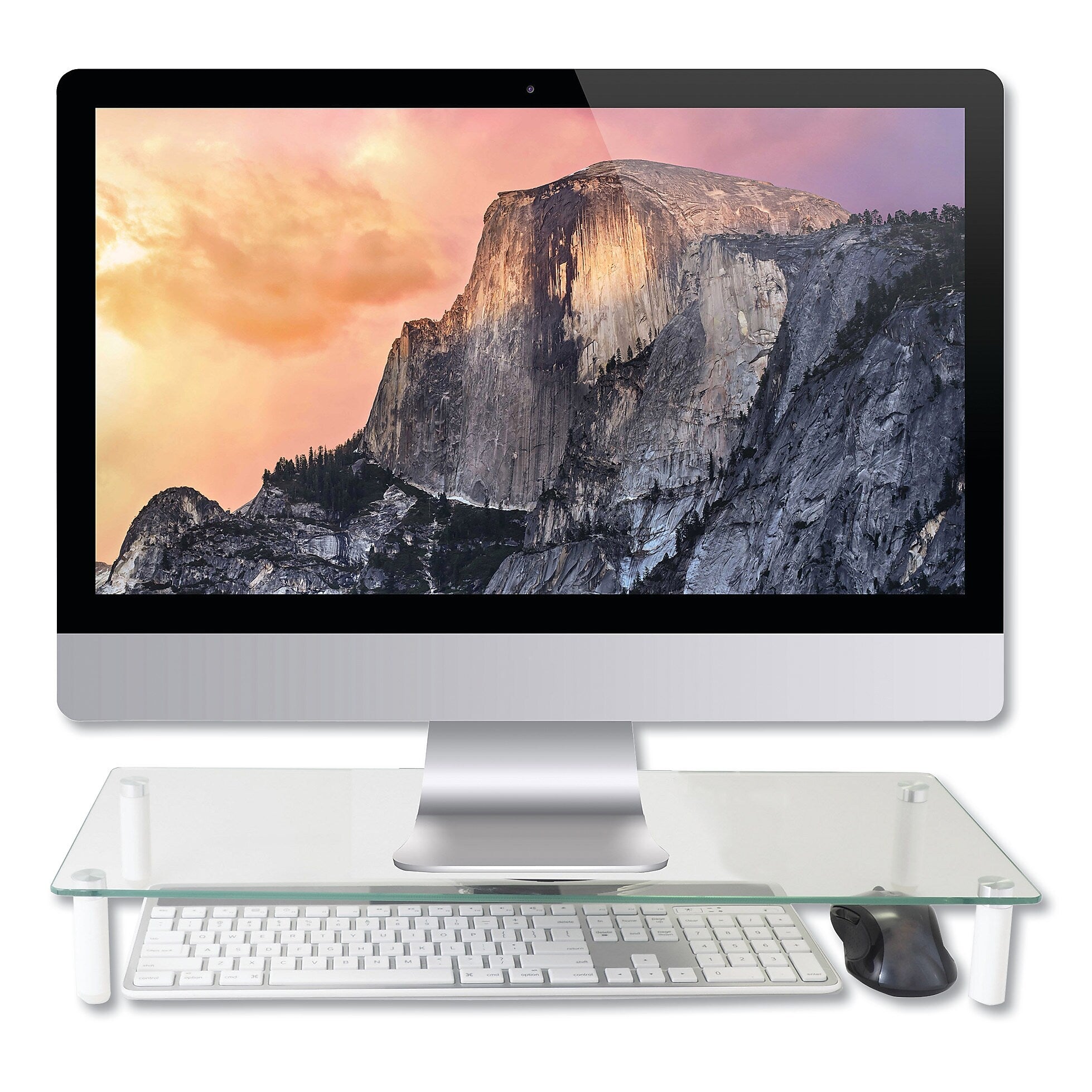 Kantek Glass Monitor Riser, Up to 40 lbs., Clear (KTKMS370)
