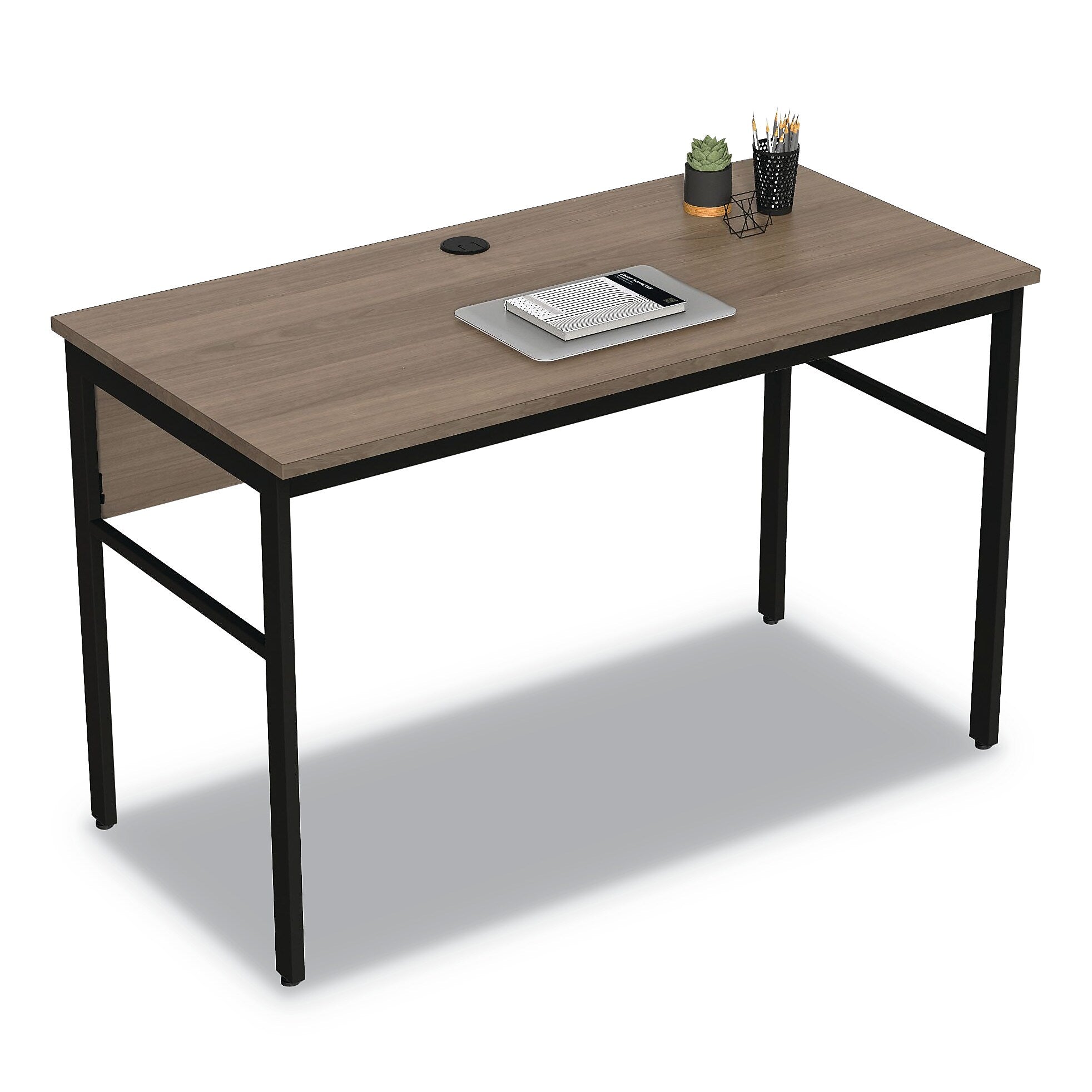 Linea Italia Urban Desk Workstation, 47.25w x 23.75d x 29.5h, Natural Walnut (LITUR600NW)