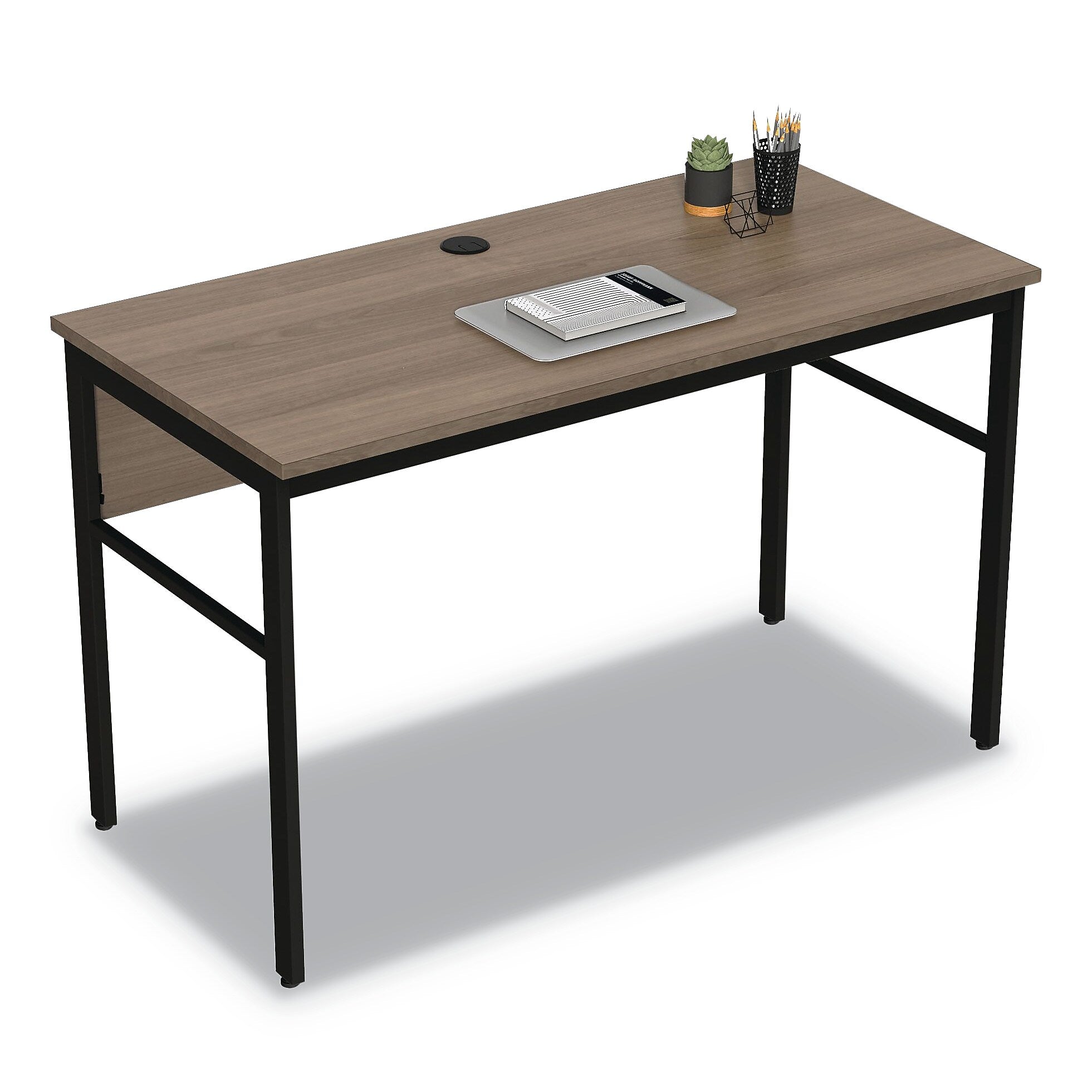 Linea Italia Urban Desk Workstation, 59w x 23.75d x 29.5h, Natural Walnut (LITUR601NW)