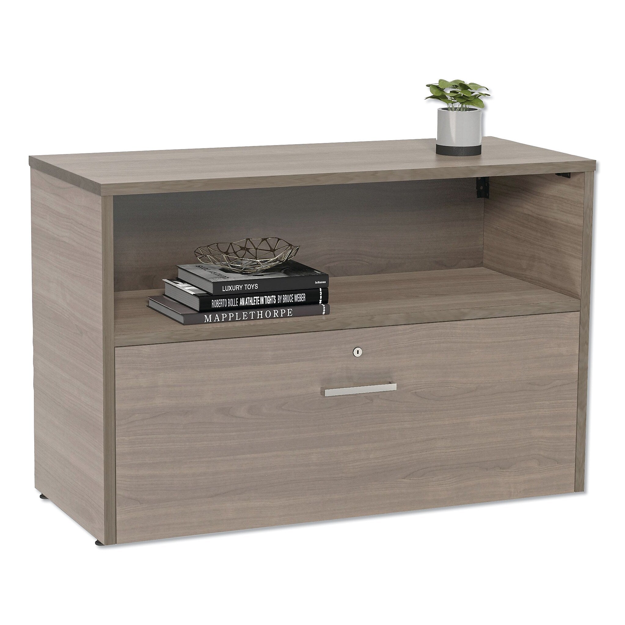 Linea Italia Urban 36" Credenza, Bottom Pedestal, 35.25w x 15.25d x 23.75h, Natural Walnut (LITUR604NW)