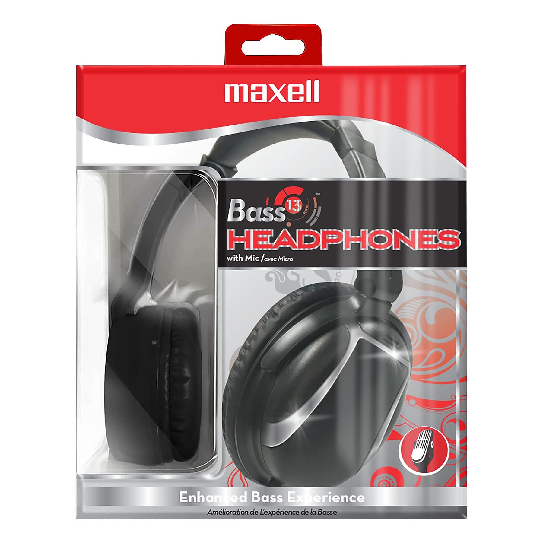 Maxell Bass 13 Headphone with Mic, Black (MAX199840)