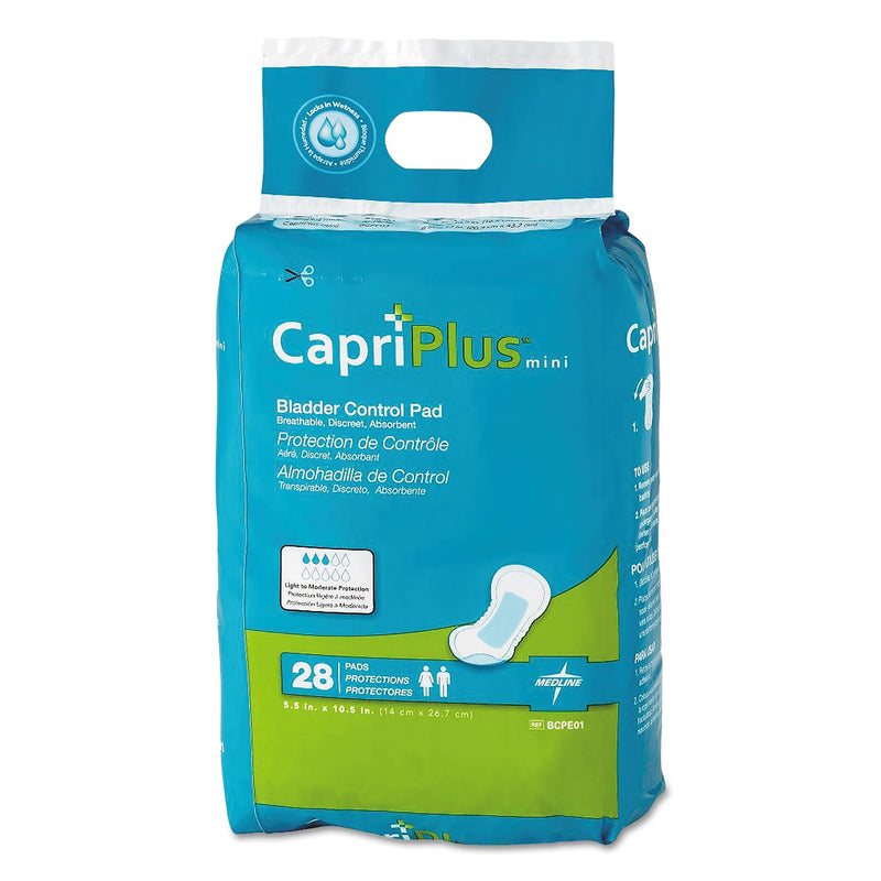 Medline Capri Plus Bladder Control Pads, Regular, 5.5" x 10.5", 28/Pack, 12/Carton (MIIBCPE01CT)