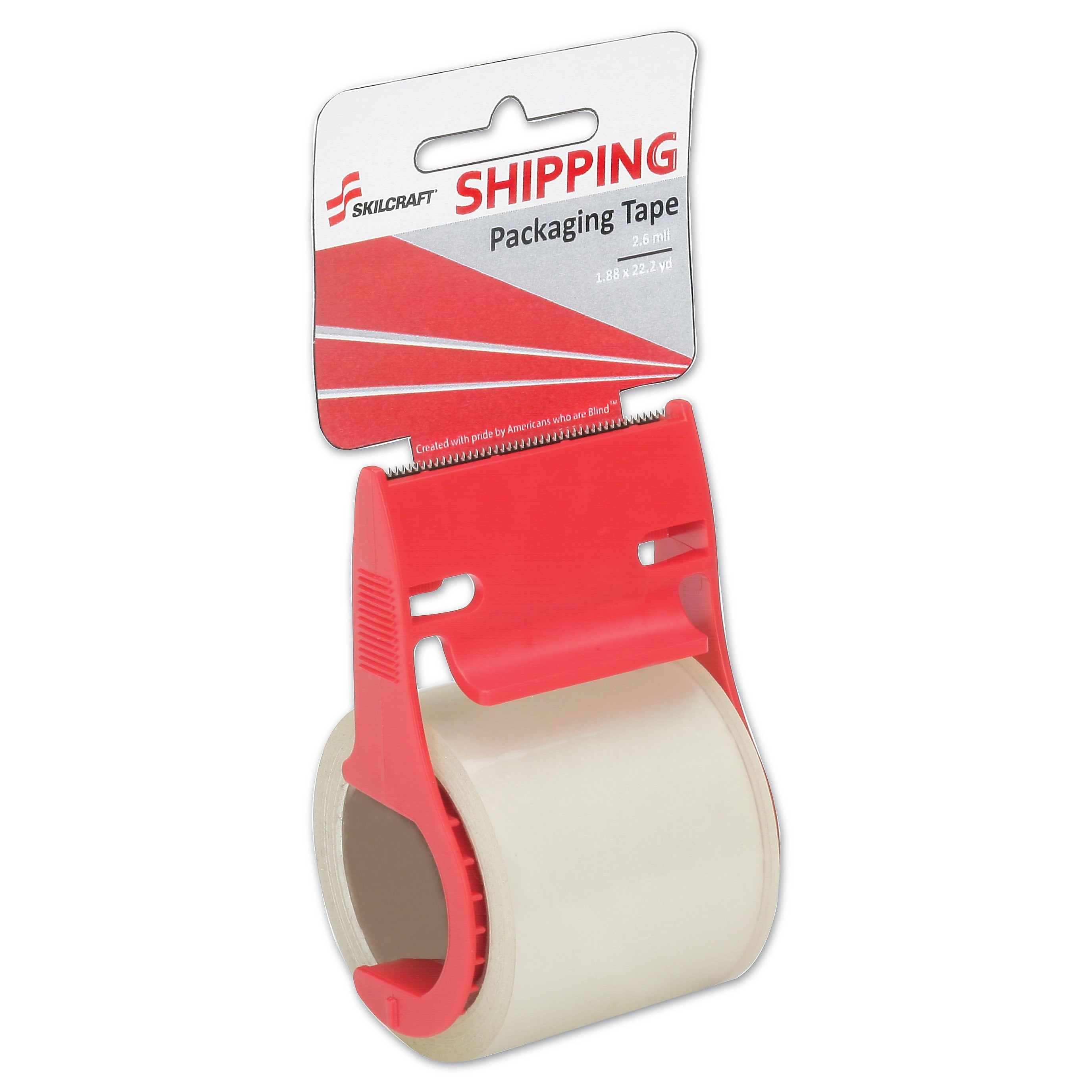 AbilityOne 7510016758745 SKILCRAFT Shipping Packaging Tape with Dispenser, 1.5" Core, 1.88" x 22 yds, Clear (NSN6758745)