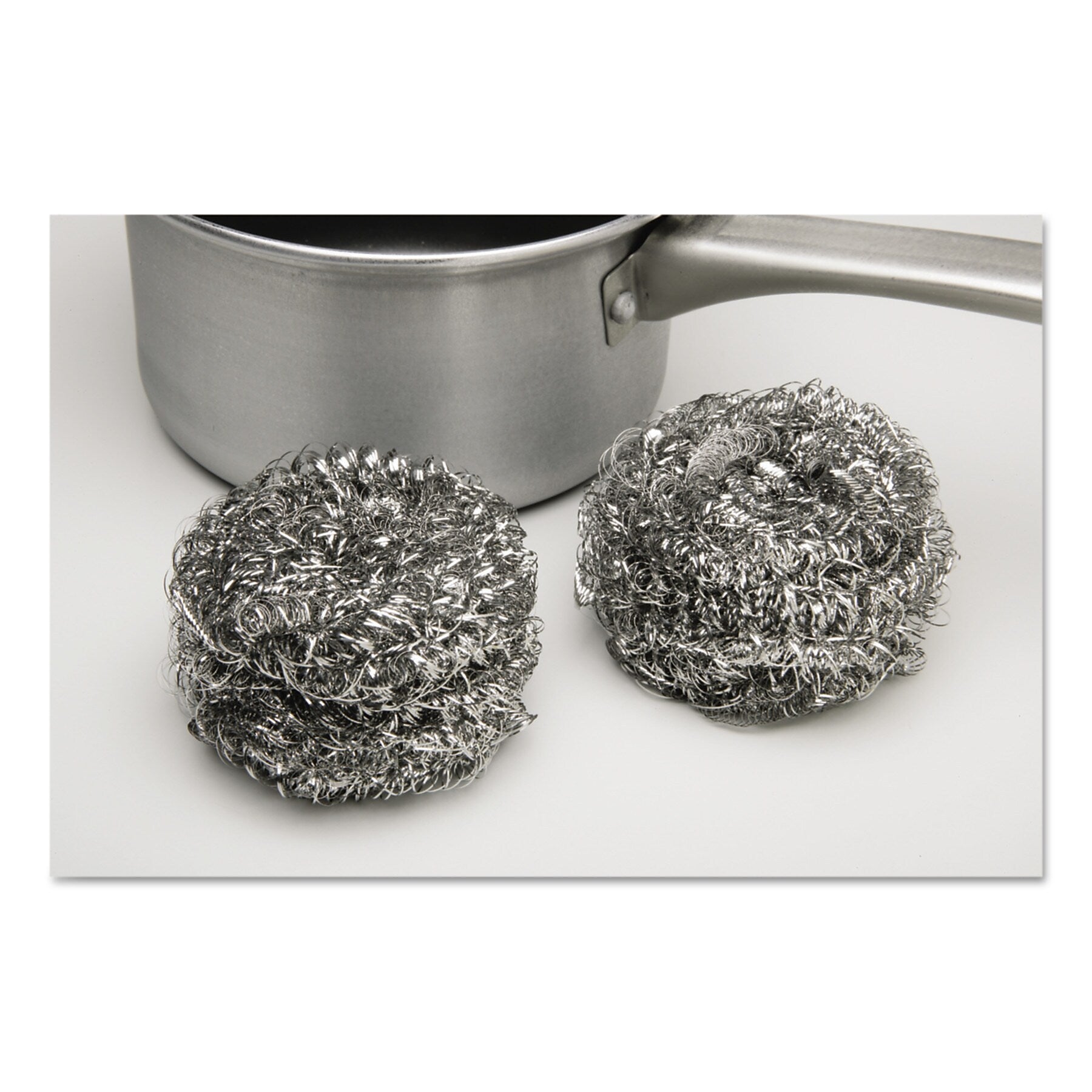 AbilityOne Stainless Steel Scrubber, 1 3/4" W x 4"Diameter, 12/Carton (NSN9265176)