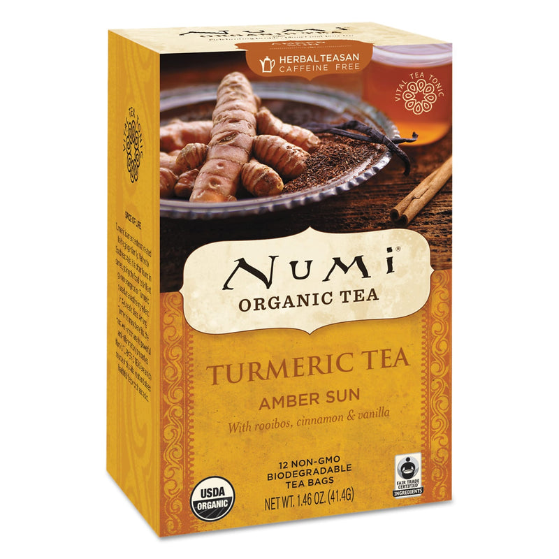 Numi Turmeric Tea, Amber Sun, 1.46 oz Bag, 12/Box (NUM10552)