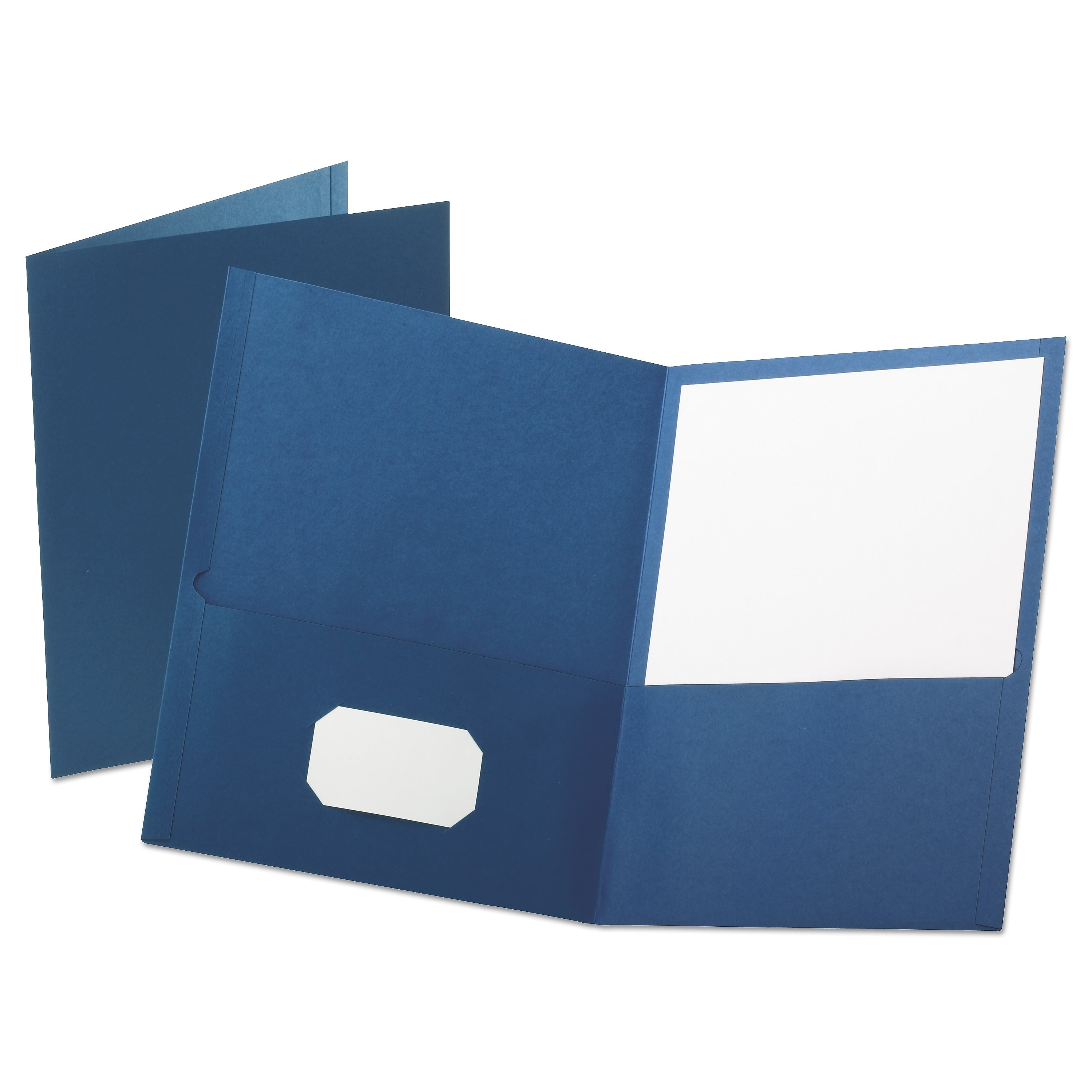 Oxford Leatherette Two Pocket Portfolio, 8 1/2" x 11", Blue, 10/PK (OXF57572)