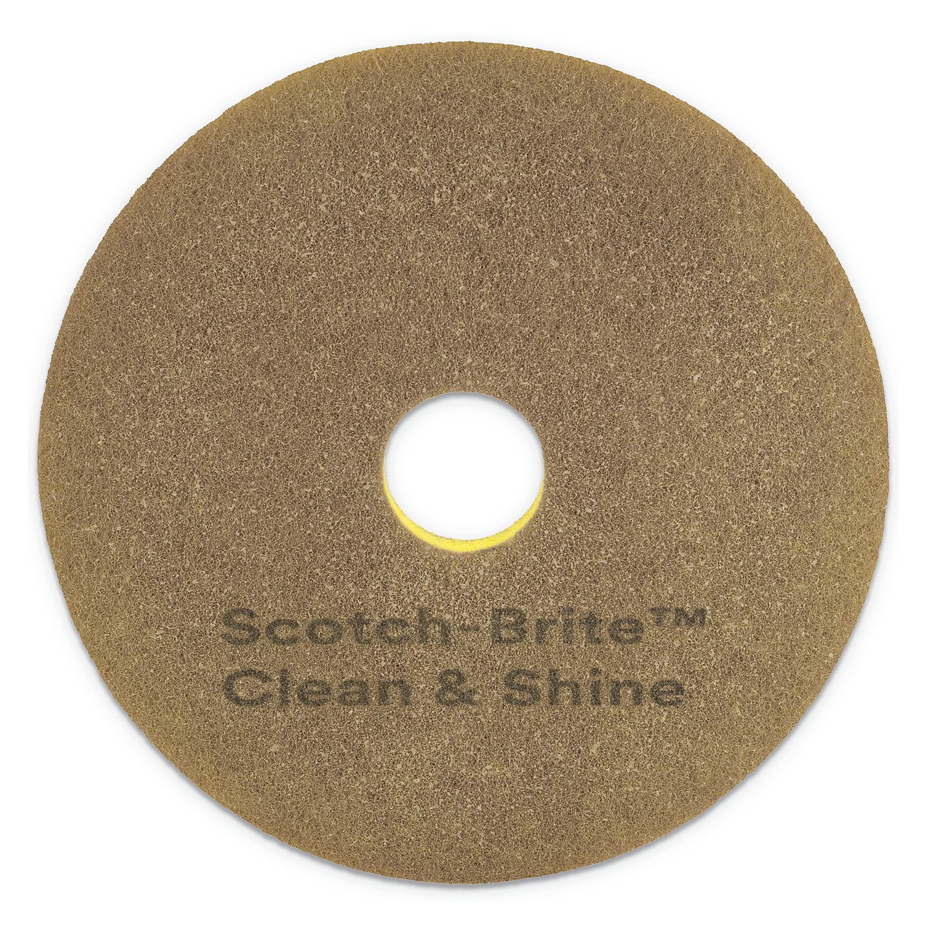 Scotch-Brite Clean and Shine Pad, 20" Diameter, Yellow/Gold, 5/Carton (MMM09541)