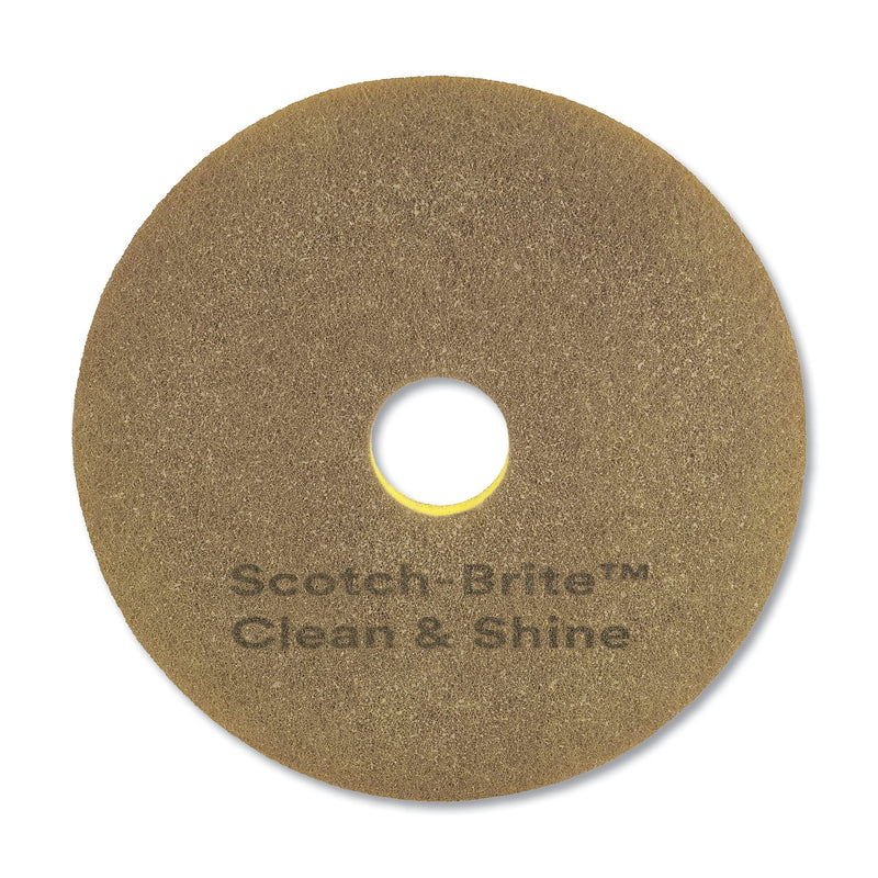 Scotch-Brite Clean and Shine Pad, 17" Diameter, Yellow/Gold, 5/Carton (MMM09544)