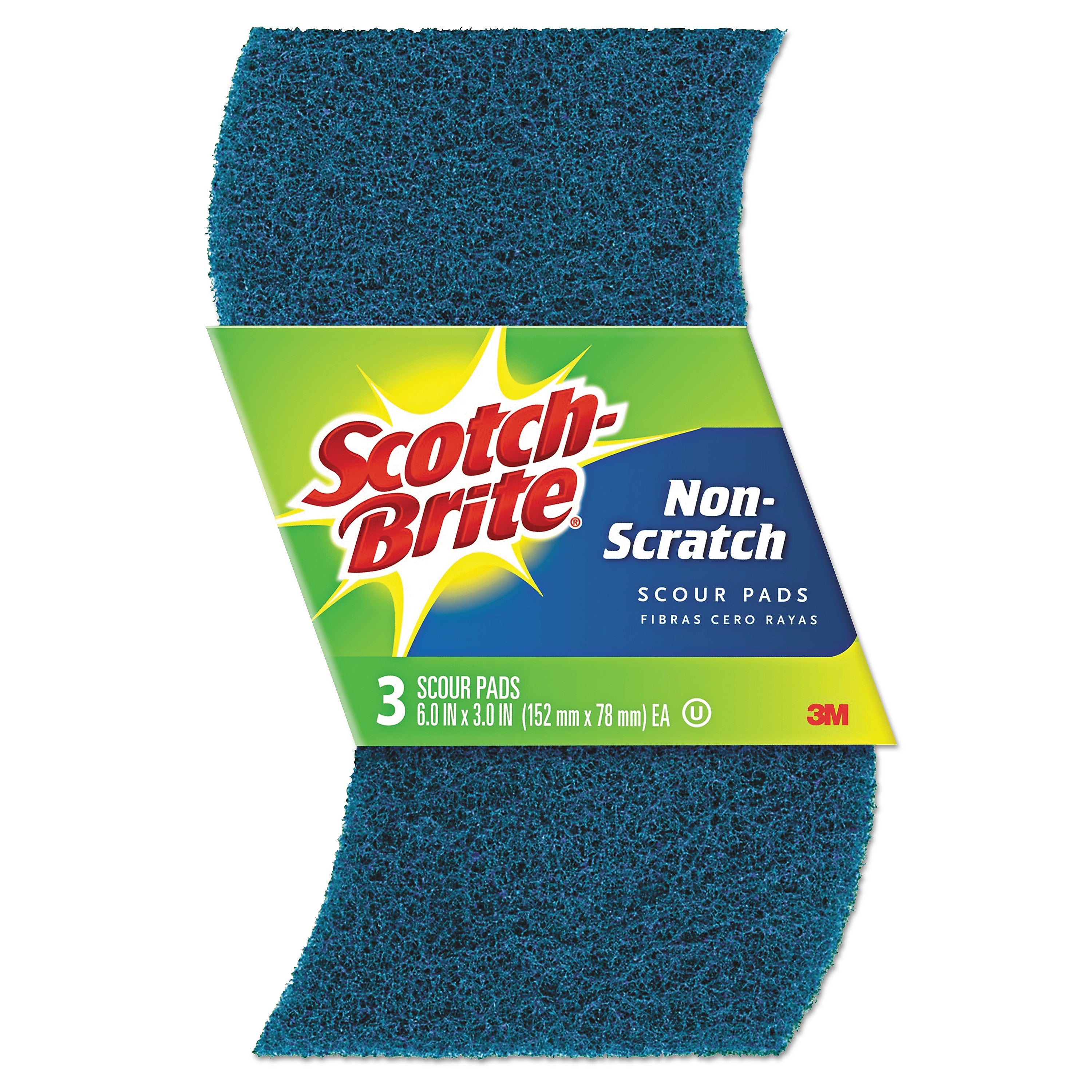 Scotch-Brite Non-Scratch Scour Pads, Size 3 x 6, Blue, 10/Carton (MMM62310)