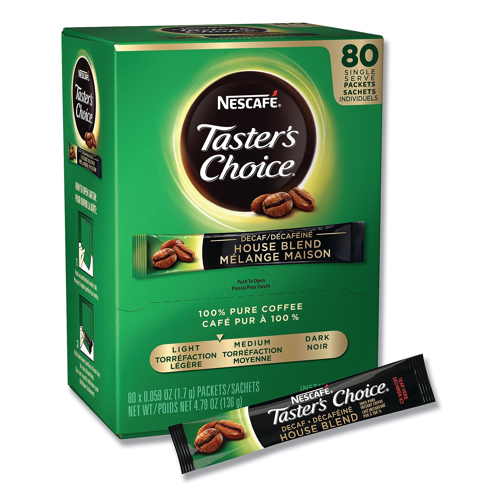 Nescafe Taster's Choice Stick Pack, Decaf, 0.06oz, 80/Box, 6 Boxes/Carton (NES66488CT)