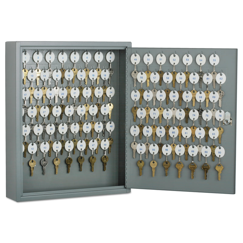 AbilityOne 7125002853049 SKILCRAFT Locking Key Cabinet, 90, 14w x 3 1/4d x 17 1/4h, Gray (NSN2853049)