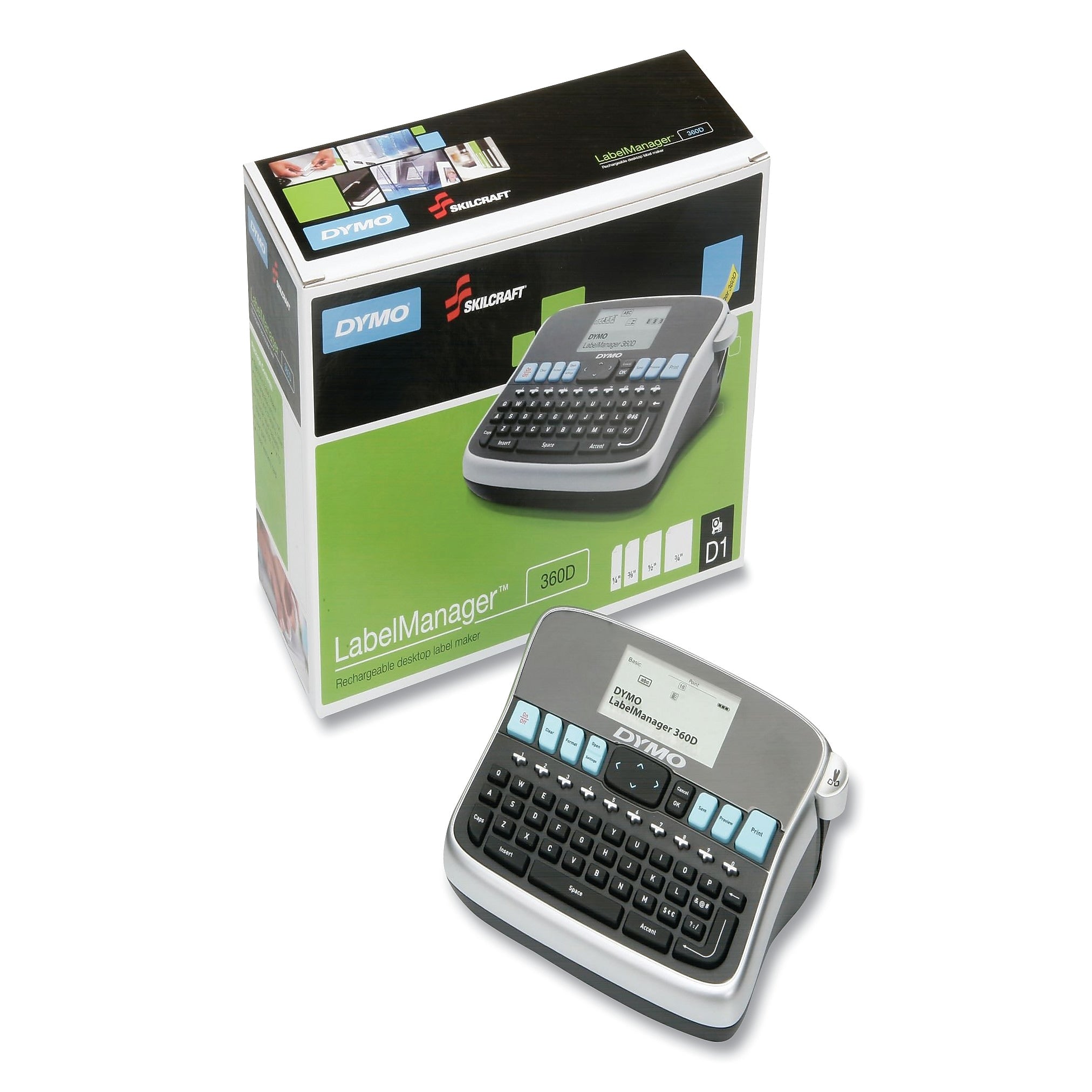 AbilityOne 7490016576124, Dymo/SKILCRAFT LabelManager 360D Desktop Label Maker Kit, 2 Lines, 2.8 x 7.76 x 5.91 (NSN6576124)