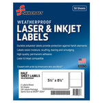 AbilityOne SKILCRAFT Weatherproof Mailing Labels, Laser Printers, 5.5 x 8.5, White, 2/Sheet, 50 Sheets/Pack (NSN6736219)