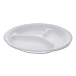 Pactiv Unlaminated Foam Dinnerware, 3-Compartment Plate, 9" Diameter, White, 500/Carton (PCT0TH10011)
