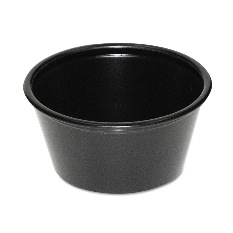 Pactiv Plastic Soufflé Cups, 2 oz., Black, 200/Bag, 12 Bags/Carton (PCTYS200E)