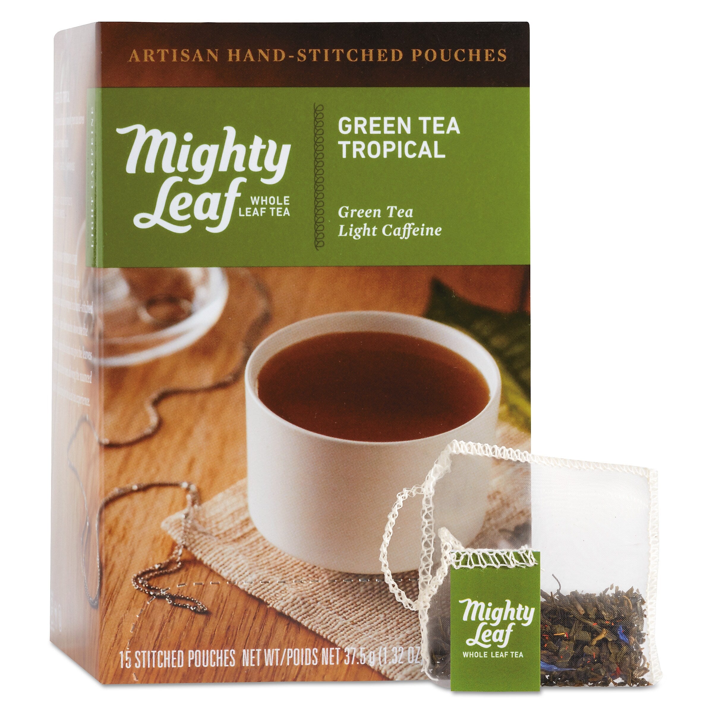 Mighty Leaf Tea Whole Leaf Tea Pouches, Green Tea Tropical, 15/Box (PEE510138)