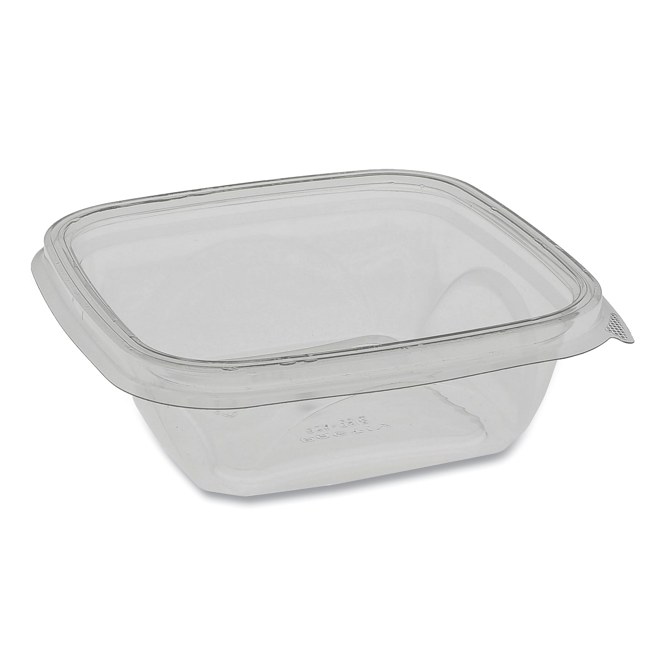 Pactiv EarthChoice Recycled PET Square Base Salad Containers, 5 x 5 x 1.63, 12 oz, Clear, 504/Carton (PCTSAC0512)