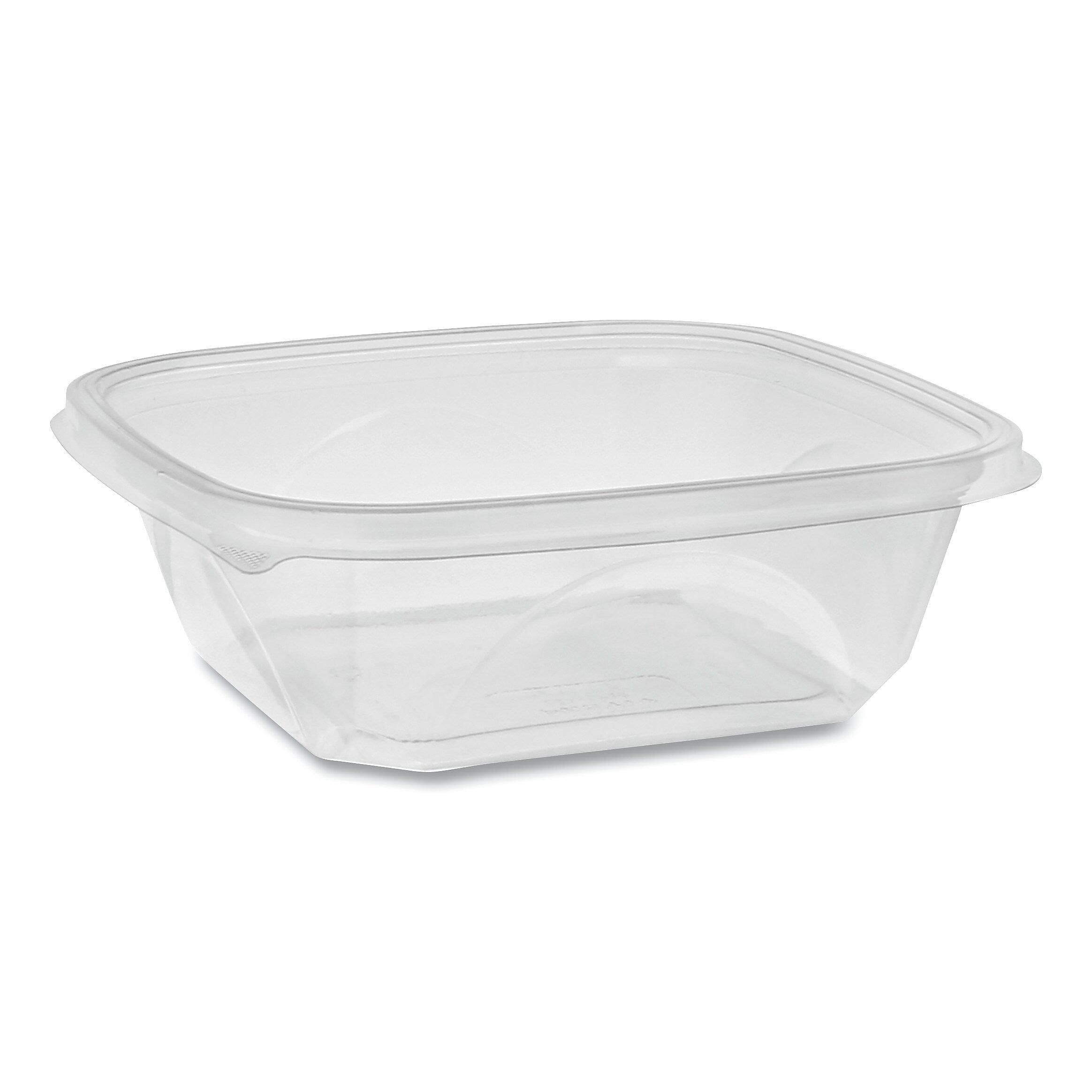 Pactiv EarthChoice Recycled PET Square Base Salad Containers, 7 x 7 x 2, 32 oz, Clear, 300/Carton (PCTSAC0732)