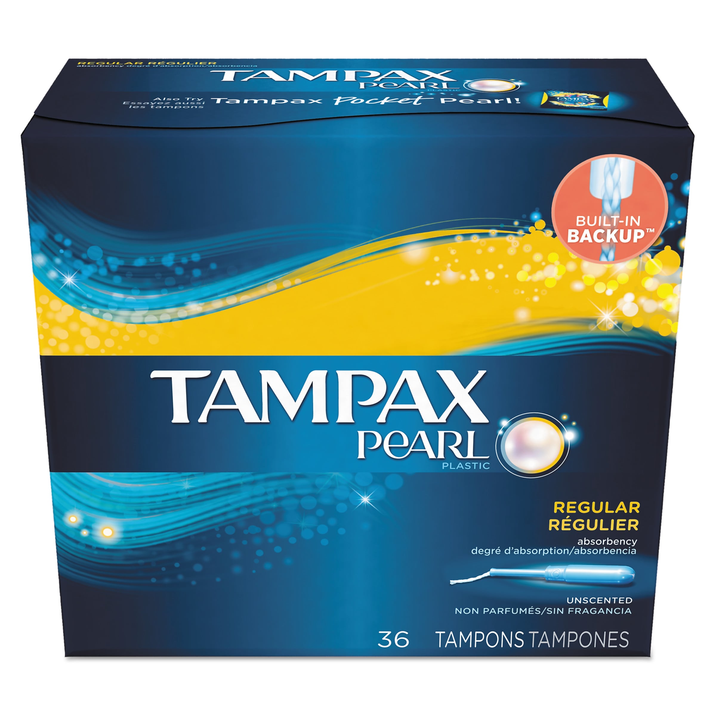 Tampax Pearl Tampons, Regular, 36/Box (PGC71127BX)