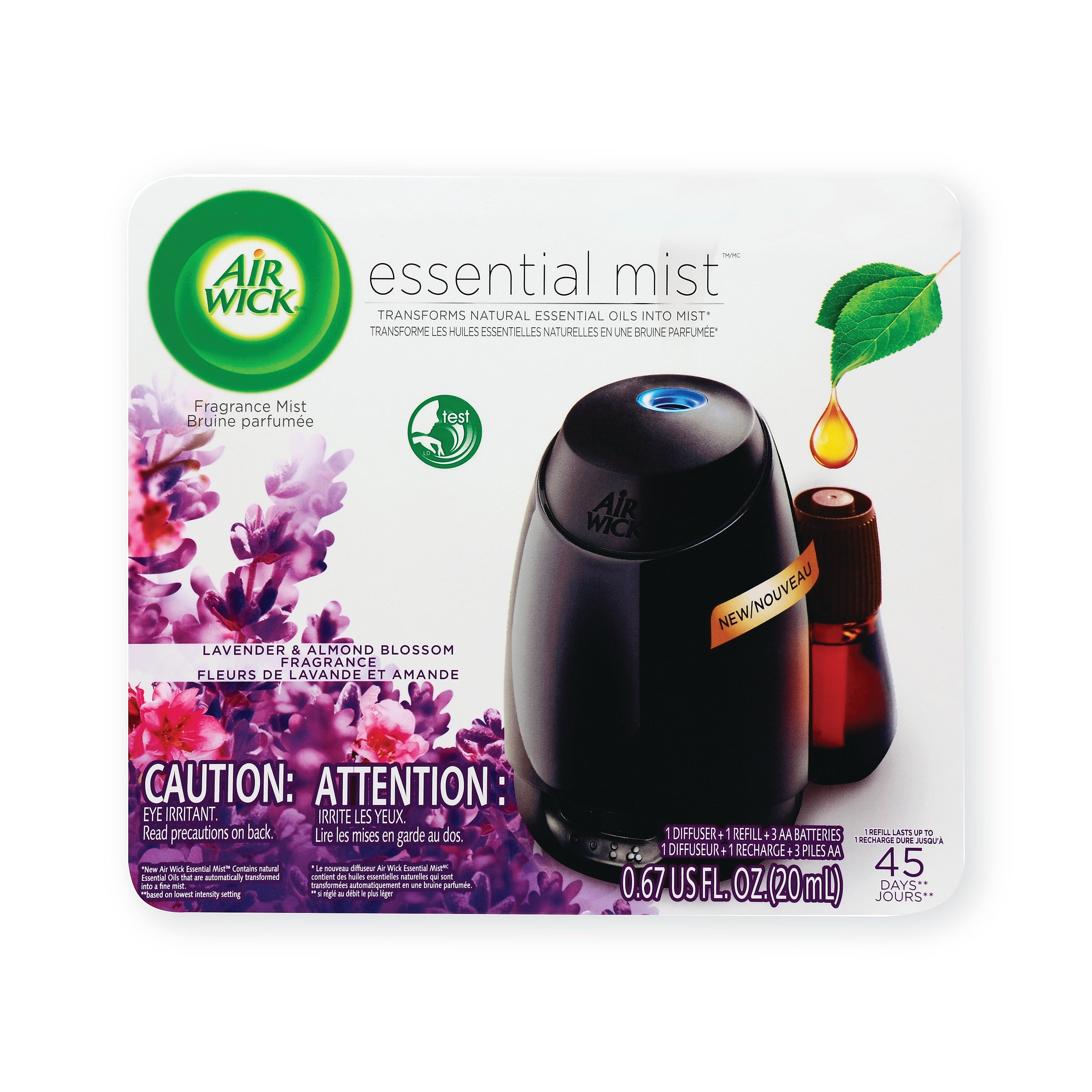 Air Wick Essential Mist Starter Kit, Lavender and Almond Blossom, 0.67 oz, 4/Carton (RAC98576)