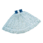 Rubbermaid Super Stitch Finish Mops, Cotton/Synthetic, White, Large, 1-in. Blue Headband (RCPD513)