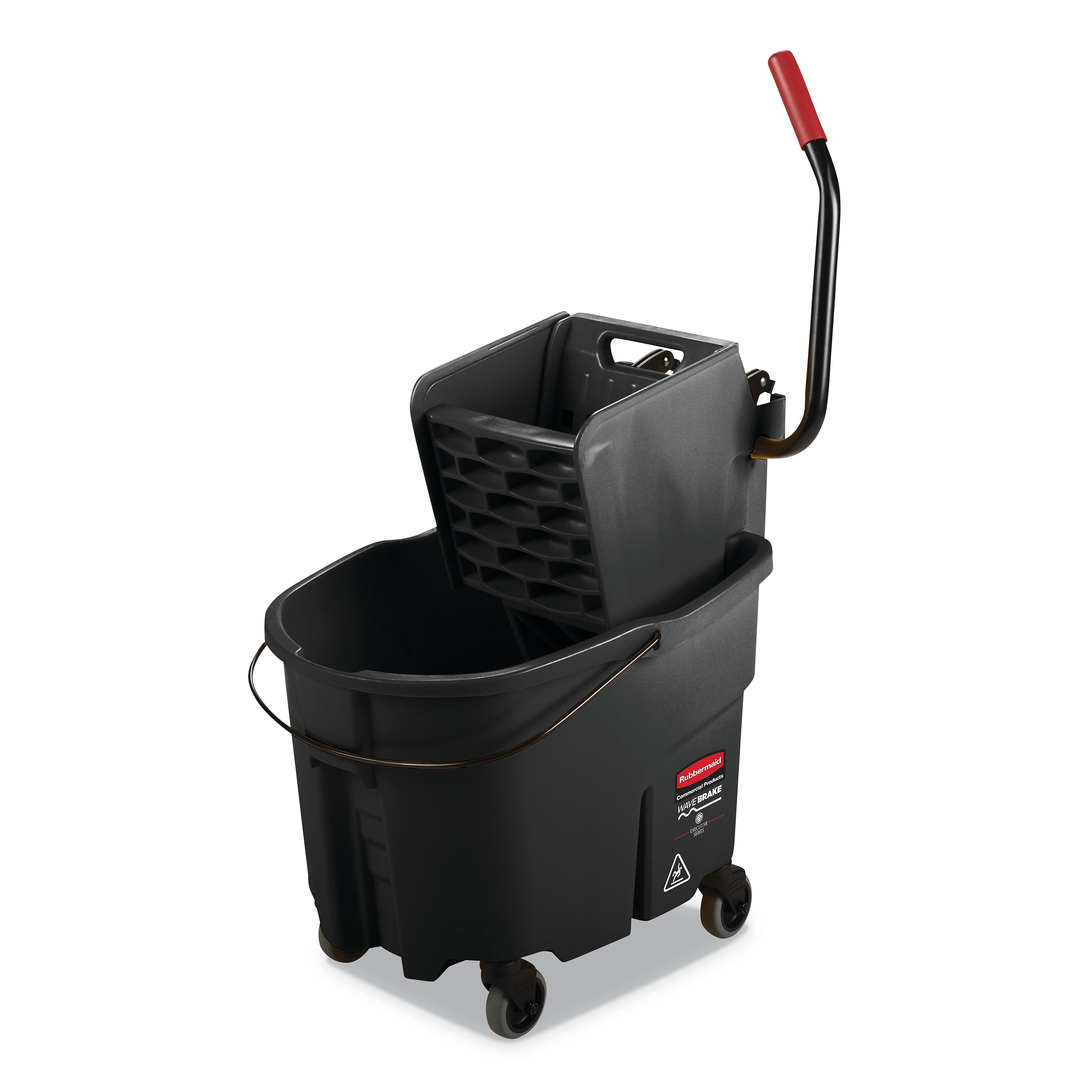 Rubbermaid WaveBrake 2.0 Bucket/Wringer Combos, Side-Press, 35 qt, Plastic, Black (RCPFG1863896)