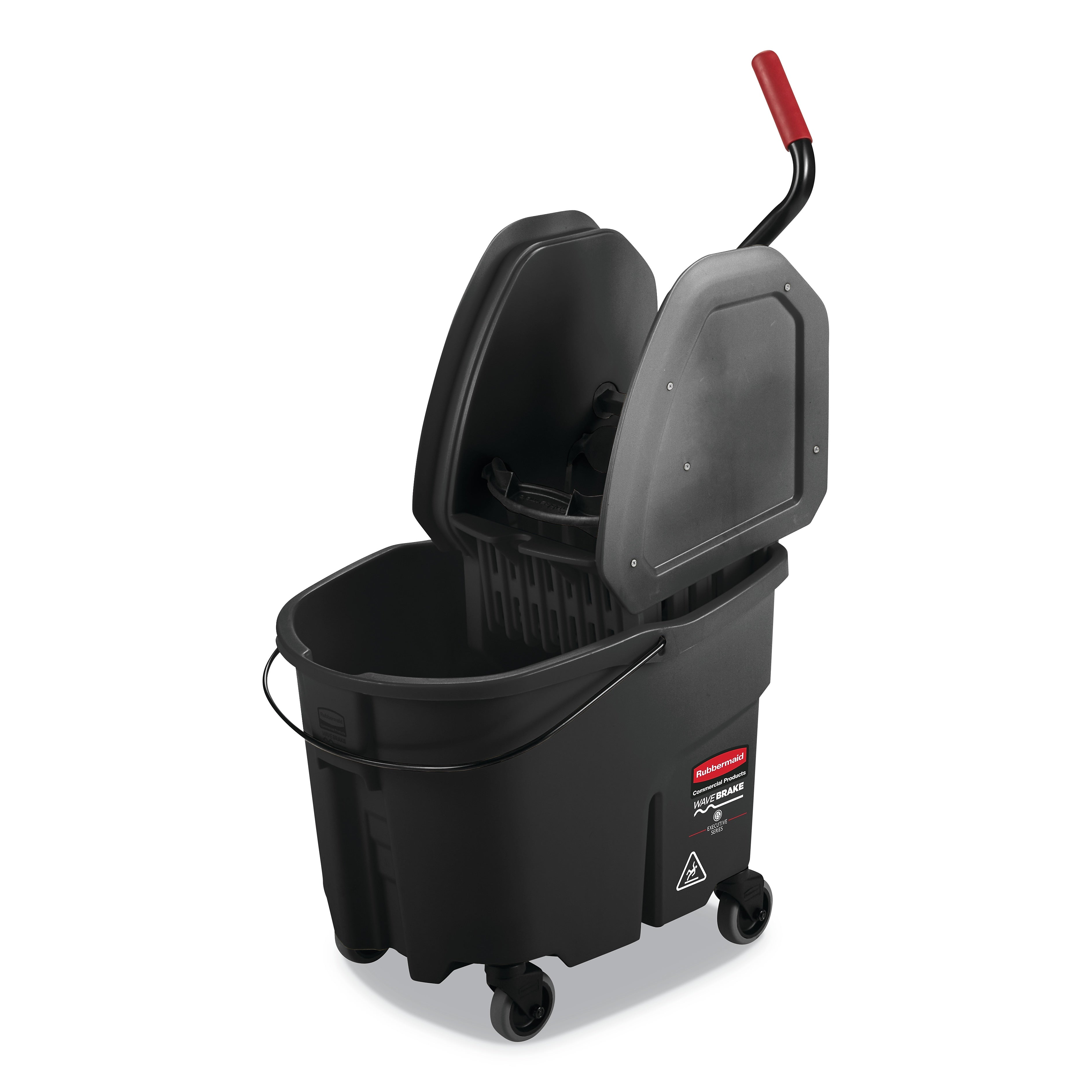 Rubbermaid WaveBrake 2.0 Bucket/Wringer Combos, Down-Press, 35 qt, Plastic, Black (RCPFG1863898)