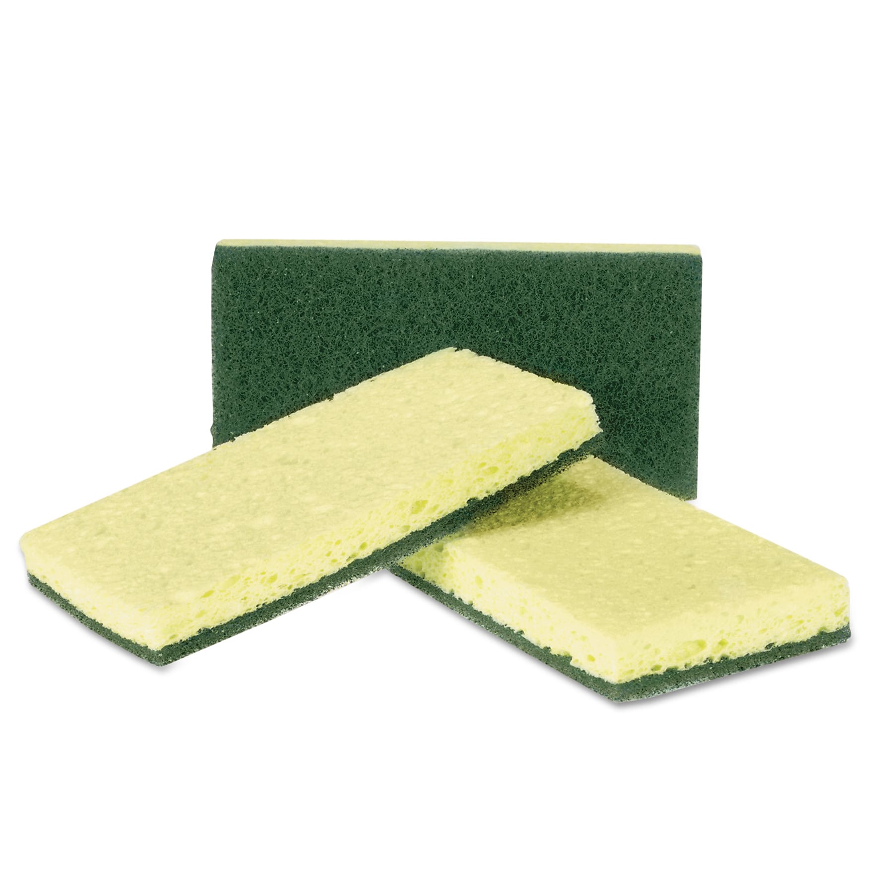 UNS CHANGE Heavy-Duty Scrubbing Sponge, Yellow/Green, 20/Carton (RPPS740C20)