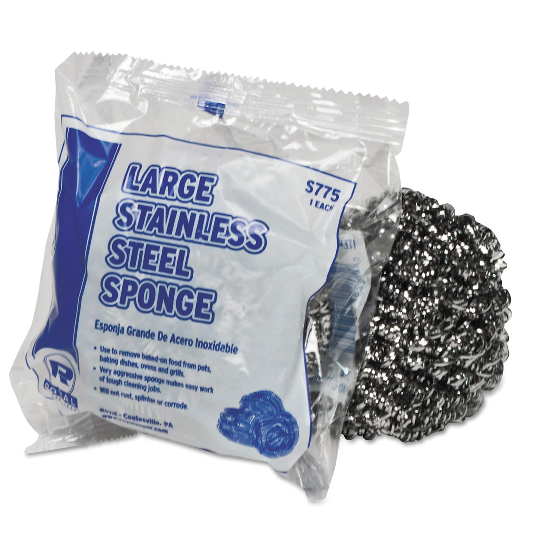 UNS CHANGE Large Stainless Steel Sponge, Polybagged, 1.75 oz, 12/PK, 6 PK/CT (RPPS7756)