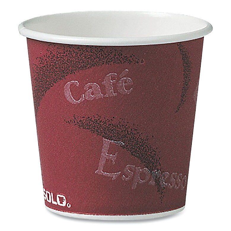 Dart Polycoated Hot Paper Cups, 4 oz, Bistro Design, 50/Pack, 20 Pack/Carton (SCC374SI)