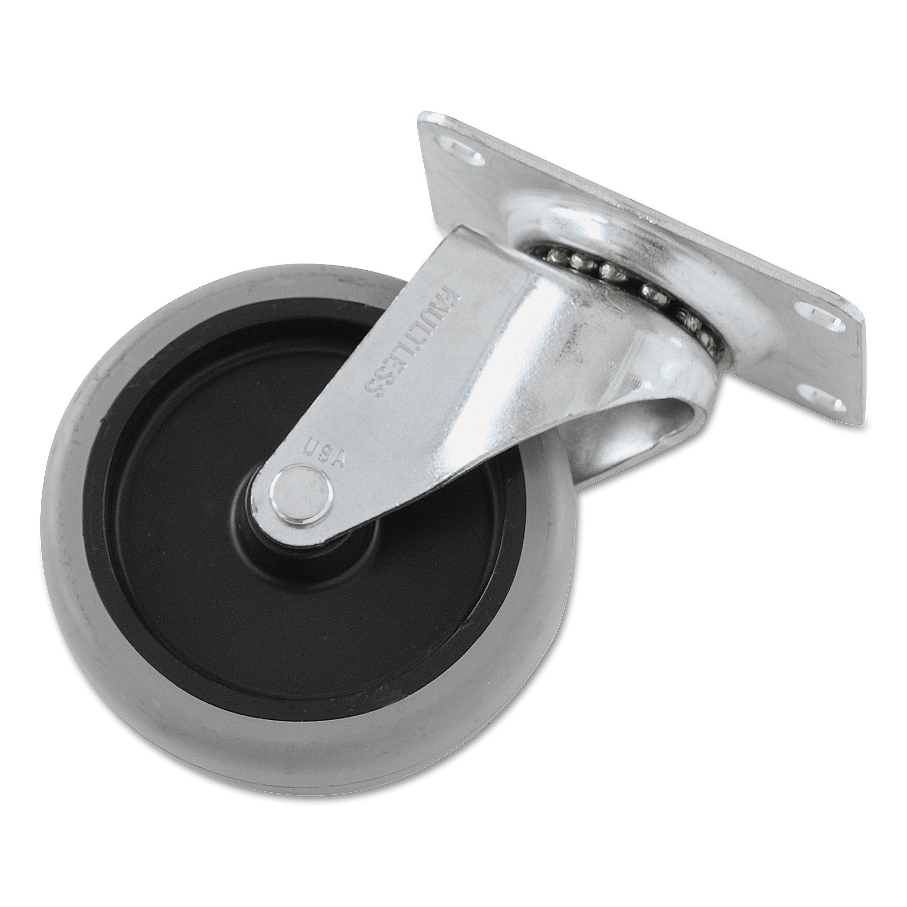 Rubbermaid Replacement Non-Marking Plate Caster, 4", Black/Gray (SGSFG1011L20000)