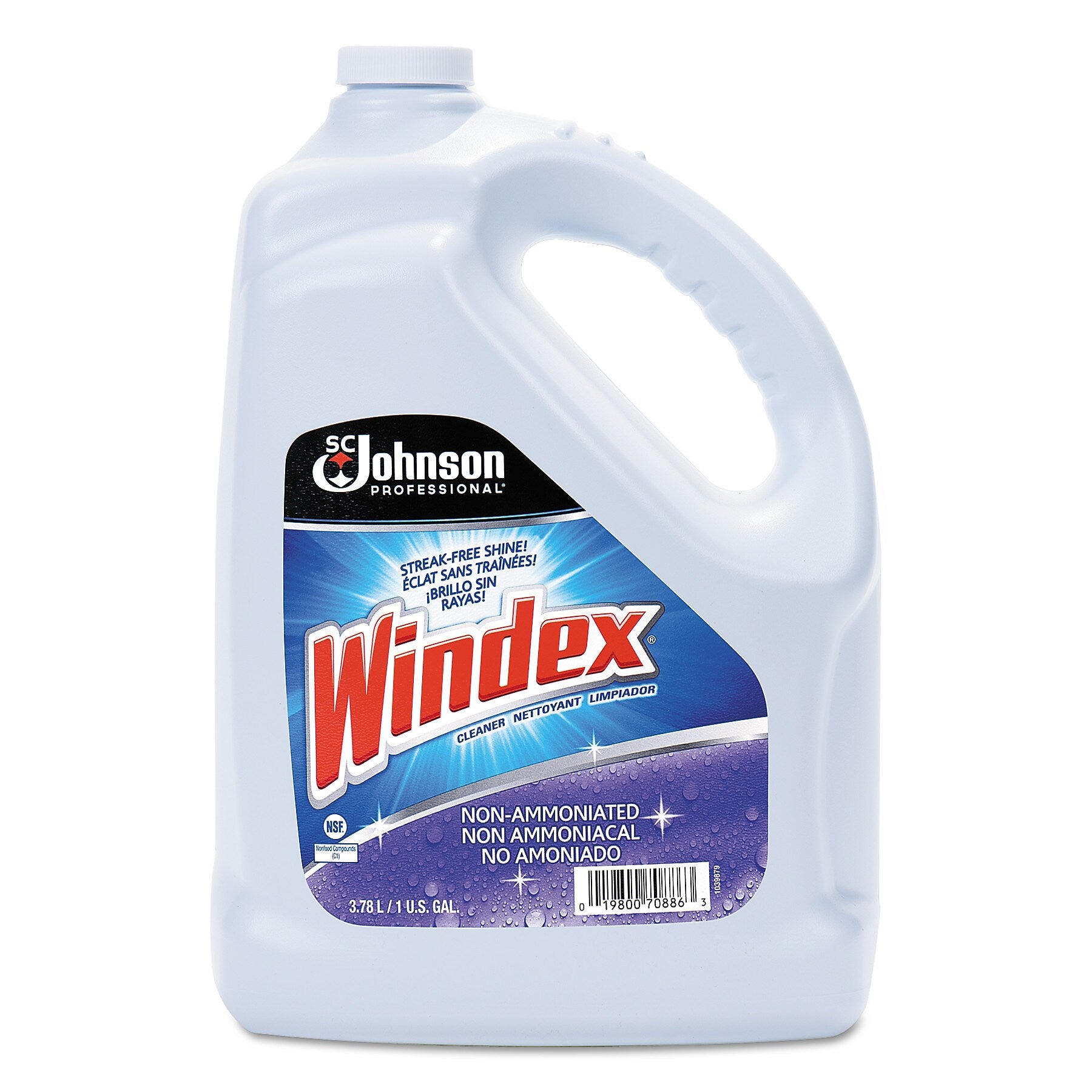 Windex Non-Ammoniated Glass/Multi Surface Cleaner, Pleasant Scent, 128 oz. Bottle, 4/Carton (SJN697262)