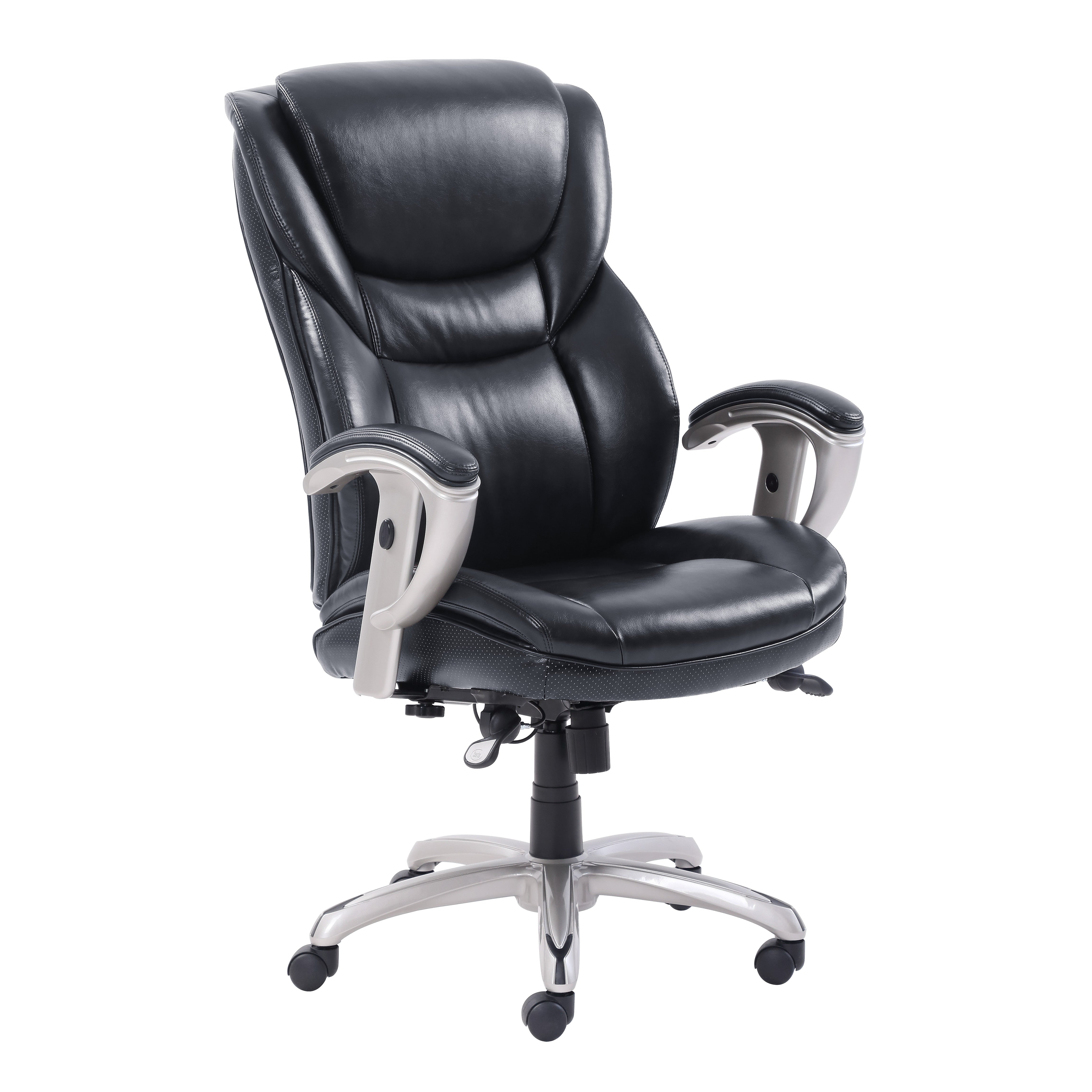 Serta Emerson Executive Task Chair, Supports up to 300 lbs., Black Seat/Black Back, Silver Base (SRJ49710BLK)