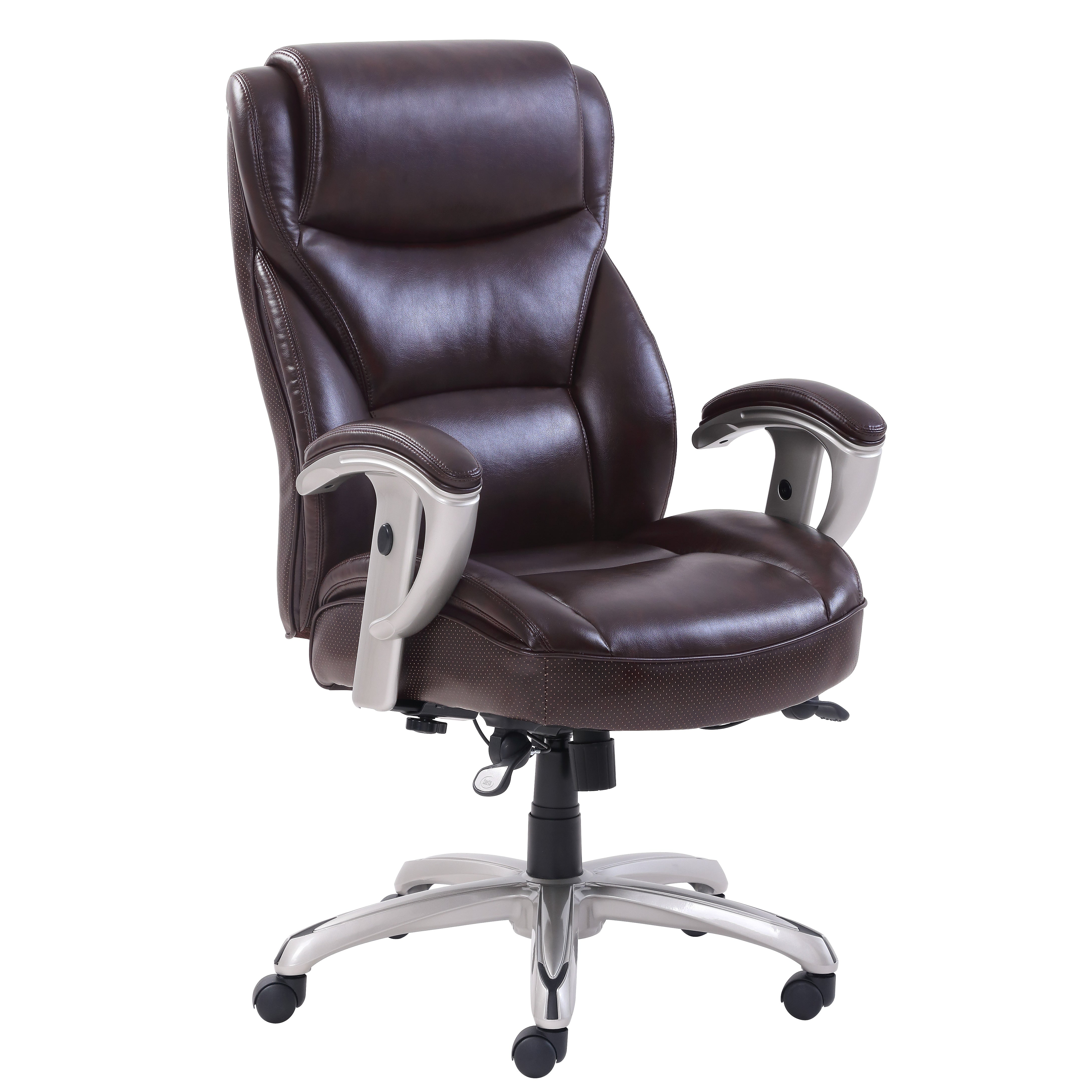 Serta Emerson Big and Tall Task Chair, Supports up to 400 lbs., Brown Seat/Brown Back, Silver Base (SRJ49416BRW)