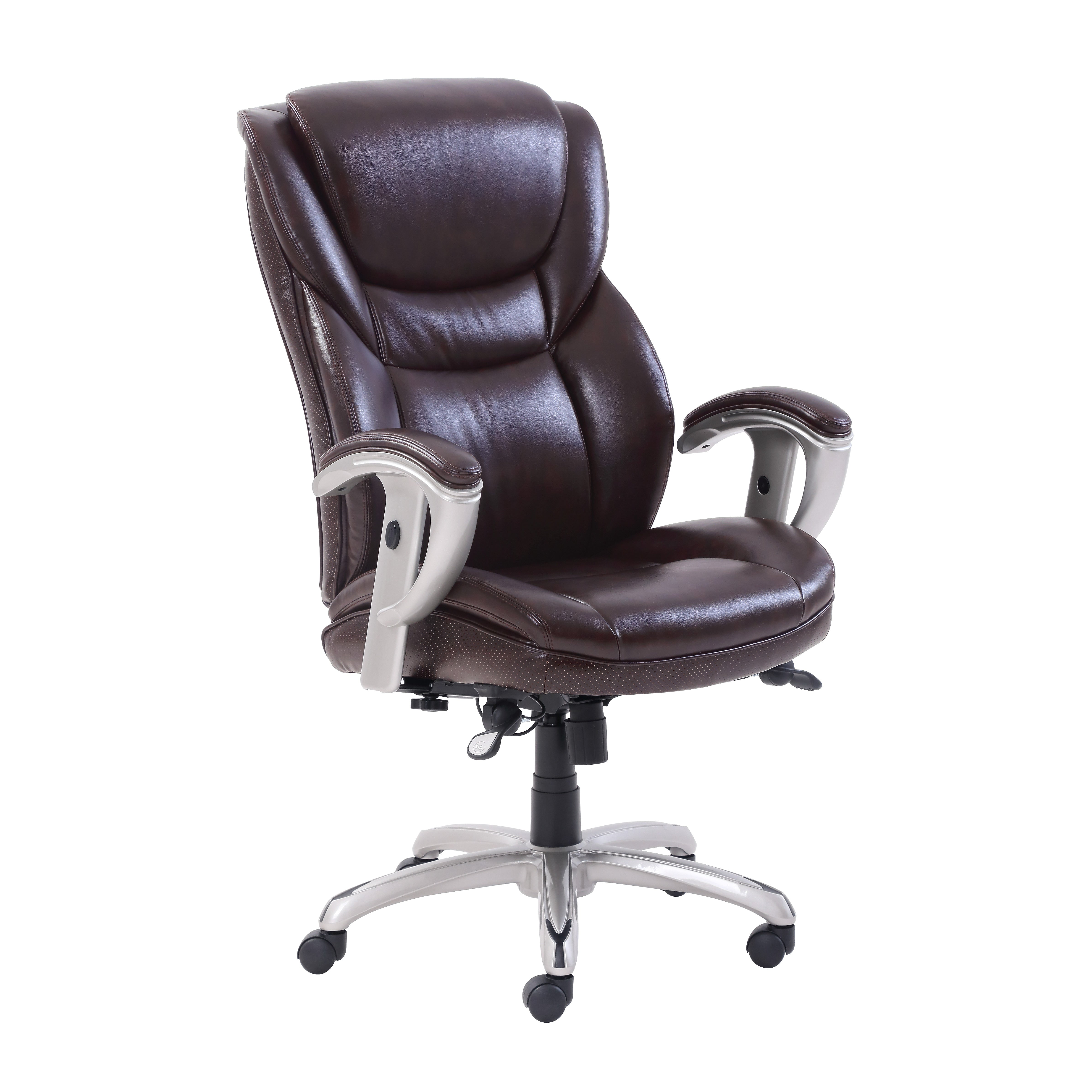 Serta Emerson Executive Task Chair, Supports up to 300 lbs., Brown Seat/Brown Back, Silver Base (SRJ49710BRW)