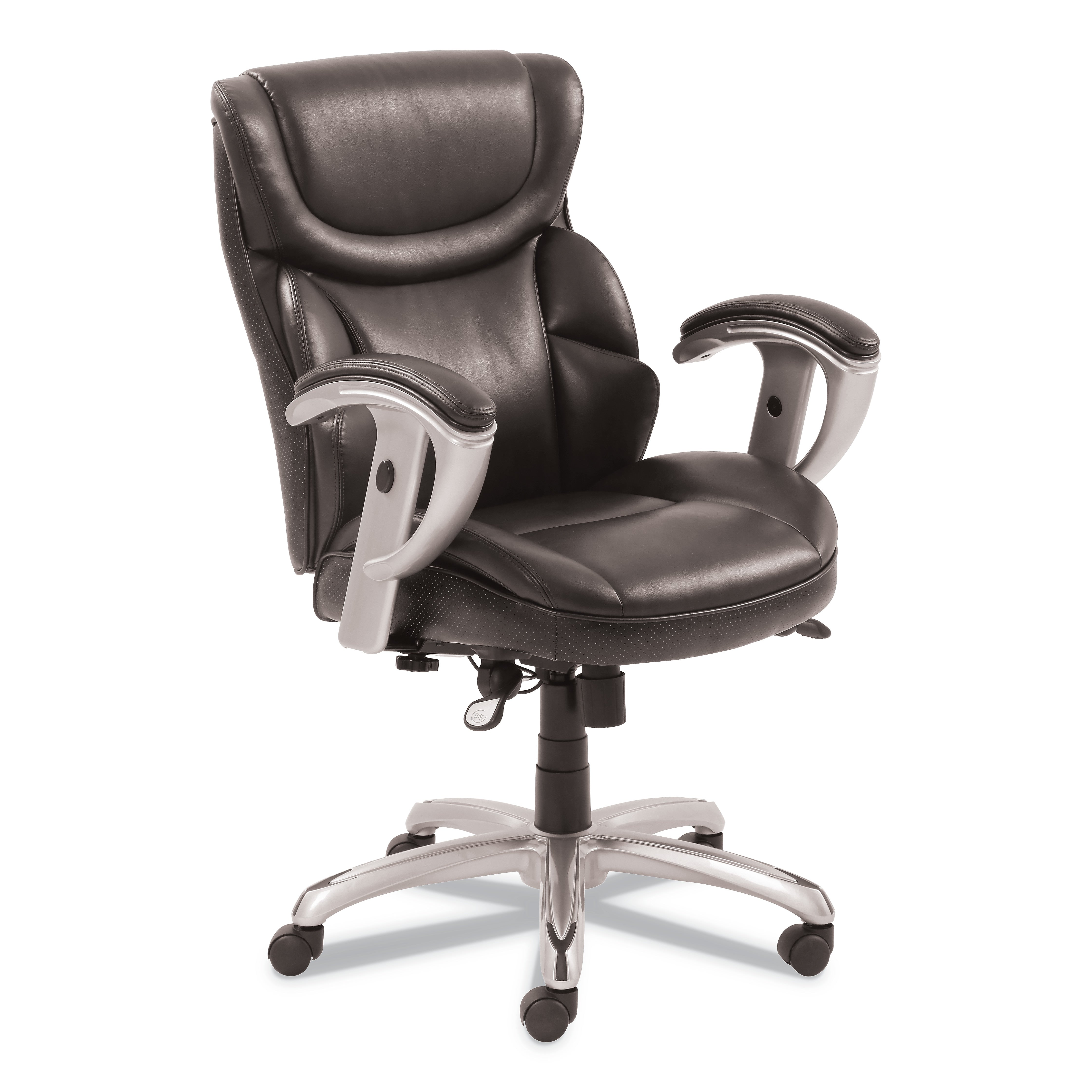 Serta Emerson Task Chair, Supports up to 300 lbs., Brown Seat/Brown Back, Silver Base (SRJ49711BRW)