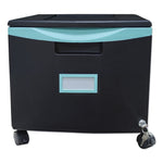 Storex Single-Drawer Mobile Filing Cabinet, 14.75w x 18.25d x 12.75h, Black/Teal (STX61270U01C)