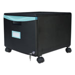 Storex Single-Drawer Mobile Filing Cabinet, 14.75w x 18.25d x 12.75h, Black/Teal (STX61270U01C)