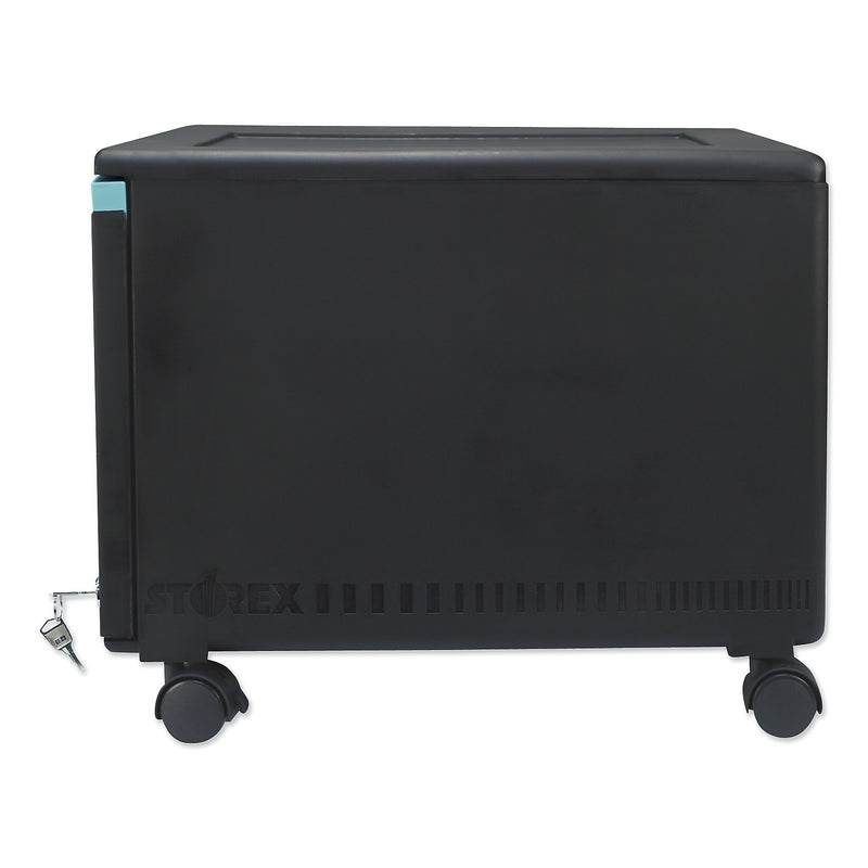 Storex Single-Drawer Mobile Filing Cabinet, 14.75w x 18.25d x 12.75h, Black/Teal (STX61270U01C)
