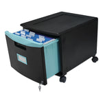 Storex Single-Drawer Mobile Filing Cabinet, 14.75w x 18.25d x 12.75h, Black/Teal (STX61270U01C)