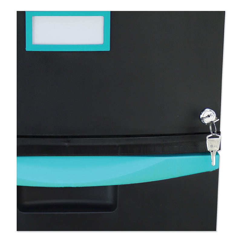 Storex Single-Drawer Mobile Filing Cabinet, 14.75w x 18.25d x 12.75h, Black/Teal (STX61270U01C)
