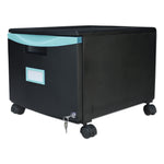 Storex Single-Drawer Mobile Filing Cabinet, 14.75w x 18.25d x 12.75h, Black/Teal (STX61270U01C)