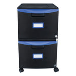 Storex Two-Drawer Mobile Filing Cabinet, 14.75w x 18.25d x 26h, Black/Blue (STX61314U01C)