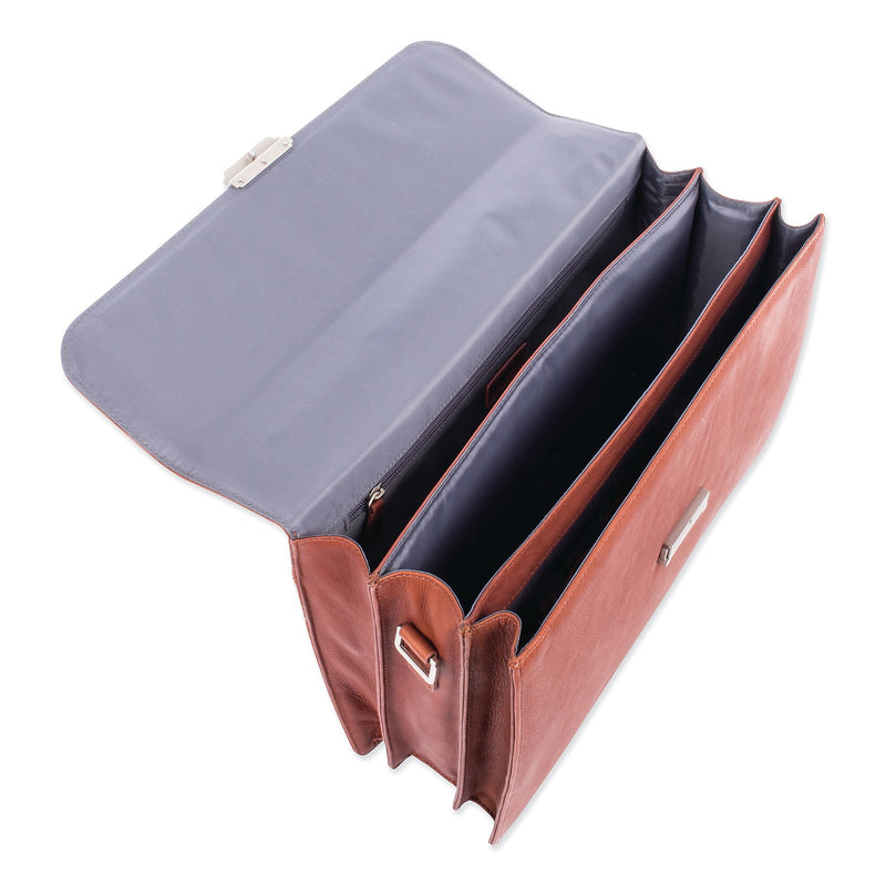 Swiss Mobility Milestone Briefcase, Holds Laptops 15.6", 5" x 5" x 12", Cognac (SWZ49545807SM)