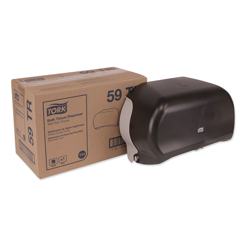 Tork Twin Standard Roll Bath Tissue Dispenser,12.75 x 5.57 x 8.25, Smoke (TRK59TR)