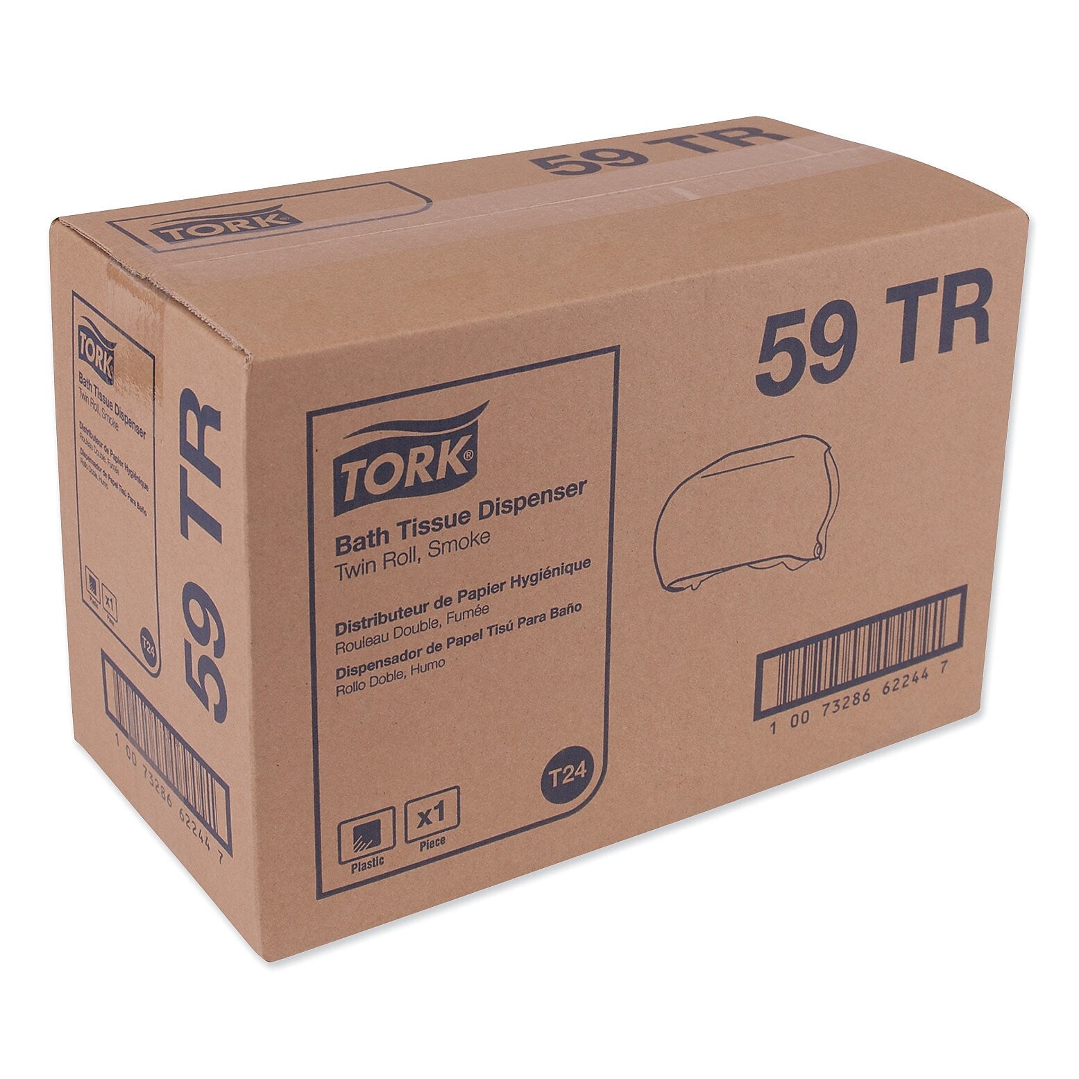 Tork Twin Standard Roll Bath Tissue Dispenser,12.75 x 5.57 x 8.25, Smoke (TRK59TR)