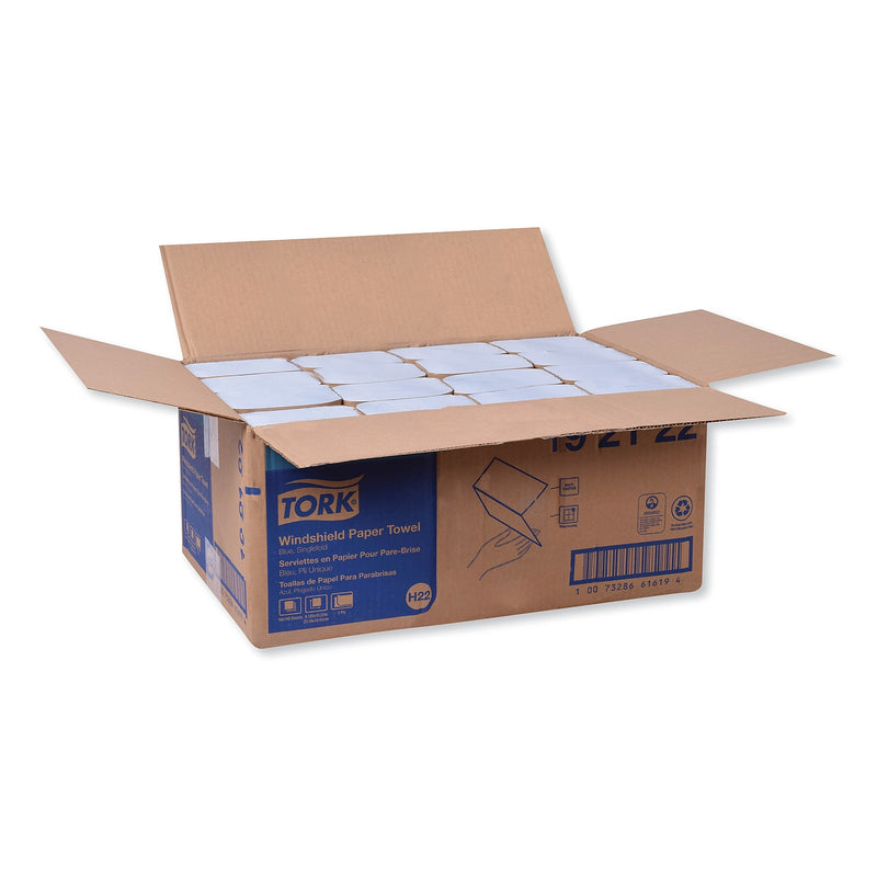 Tork Windshield Towel, 9.13" x 10.25", Blue, 140/Pack, 16 Packs/Carton (TRK192122)
