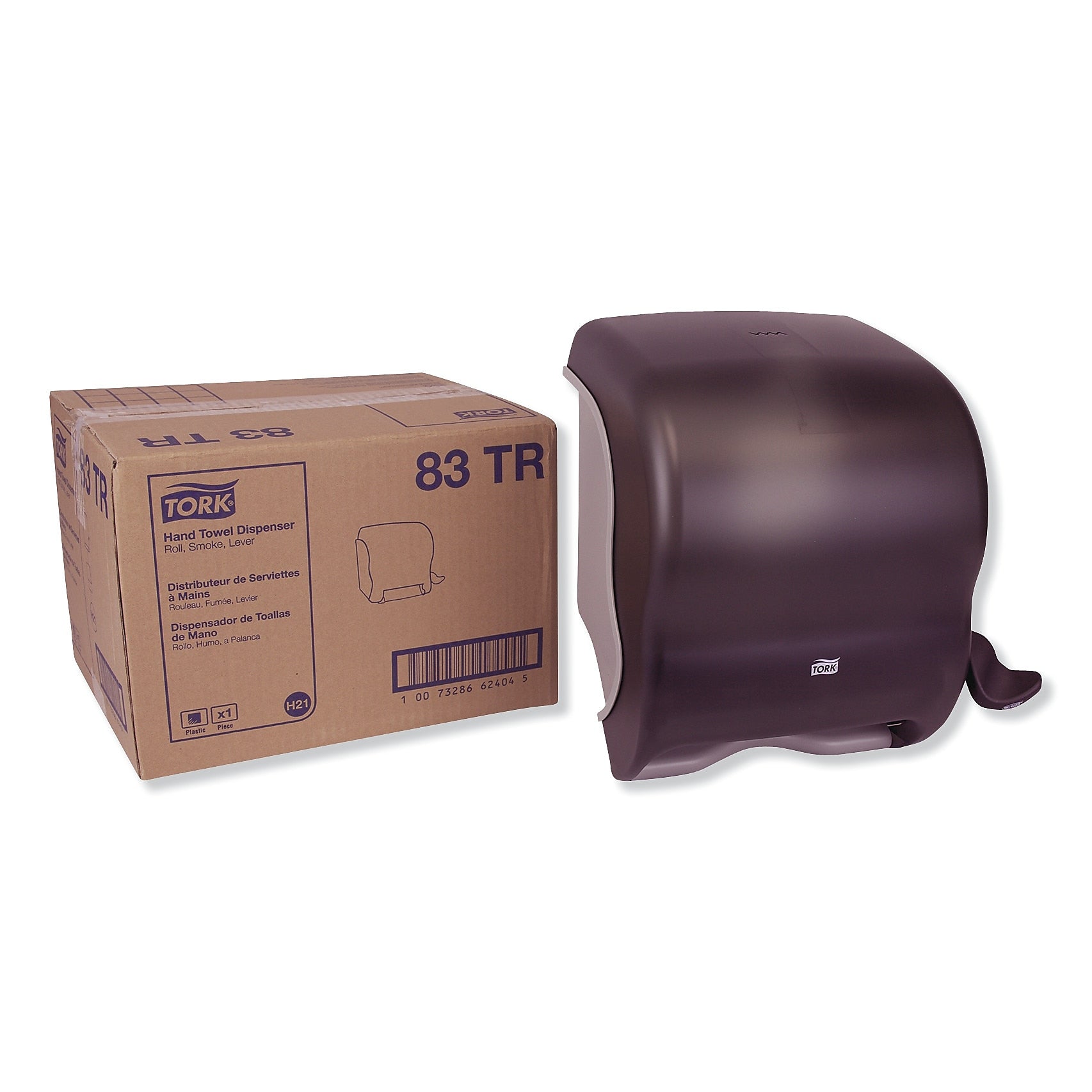 Tork Compact Hand Towel Roll Dispenser, 12.49 x 8.6 x 12.82, Smoke (TRK83TR)