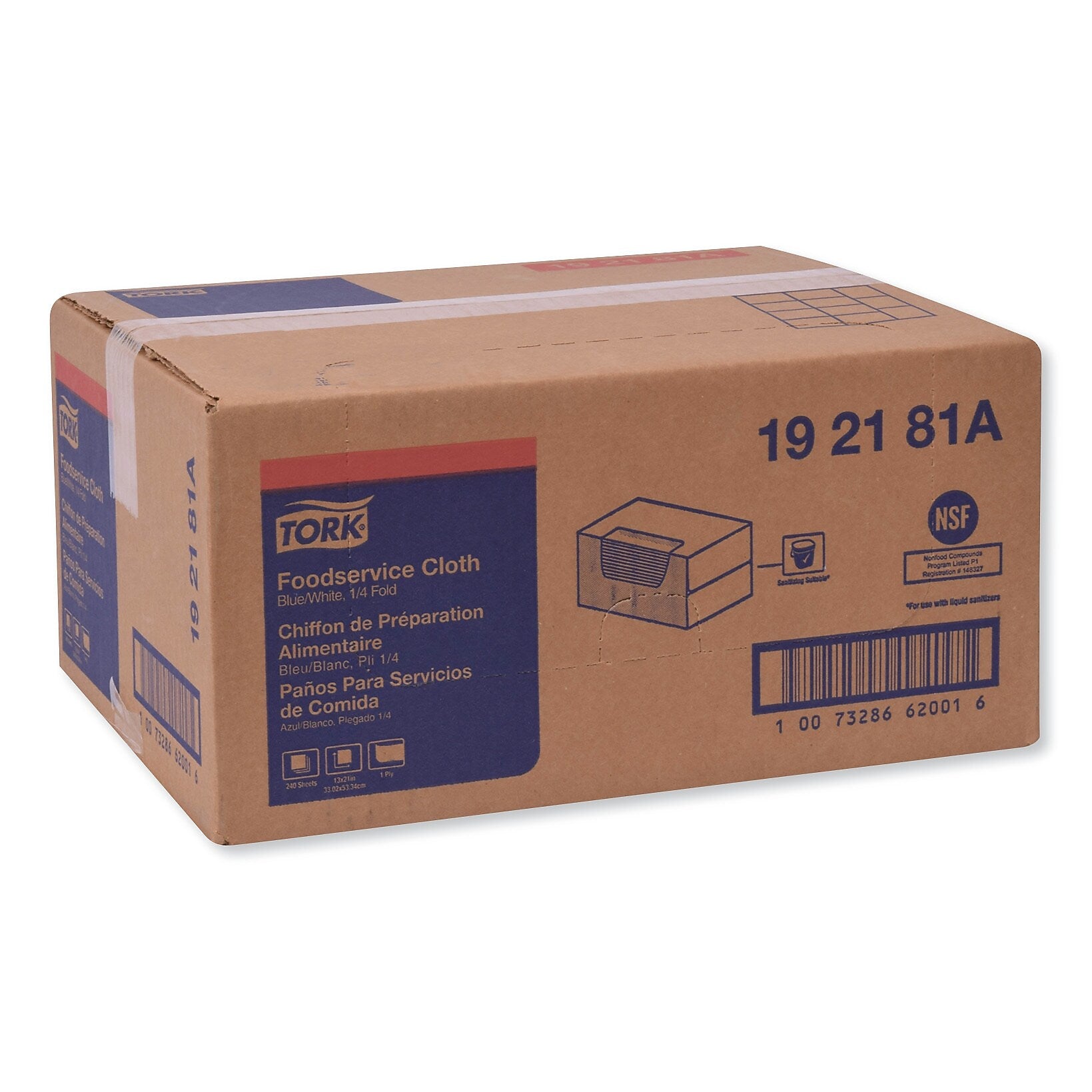 Tork Food Service Cloths, Blue, 240 Cloths/Pack (TRK192181A)