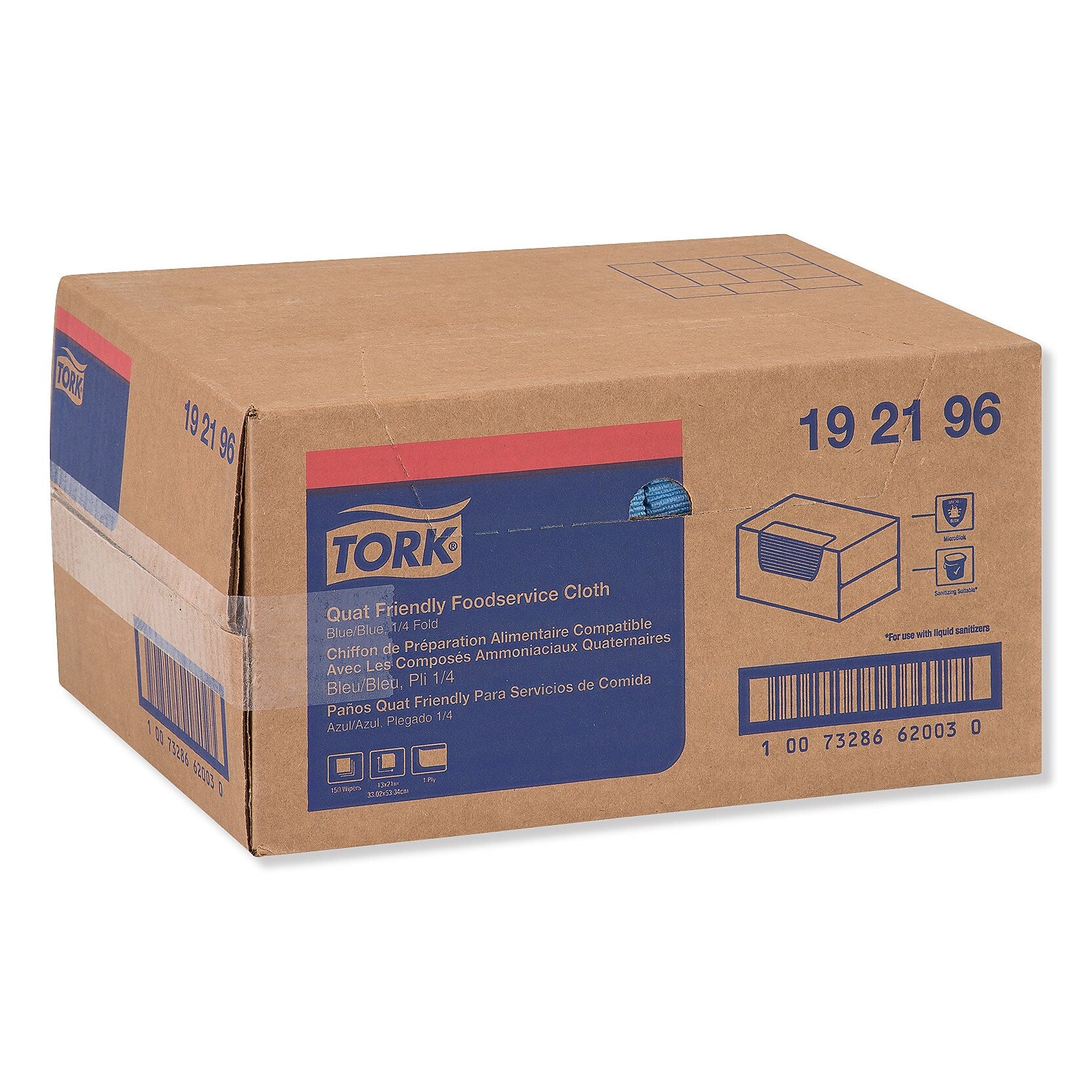 Tork Food Service Cloths, Blue, 150 Cloths/Pack (TRK192196)